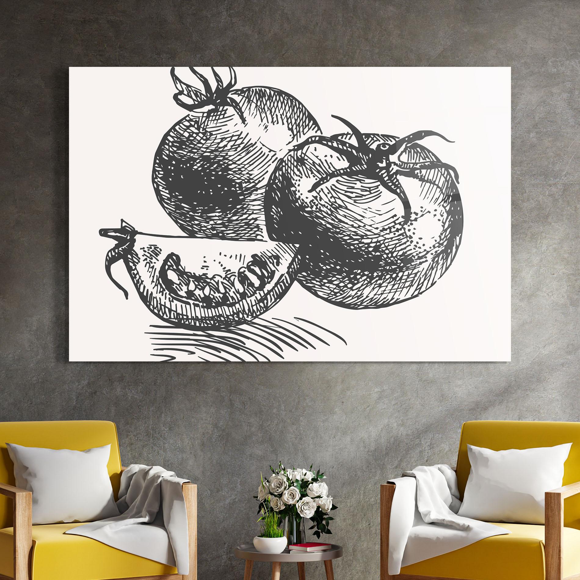 Obraz na Szkle Grey Line Tomato mockup 4