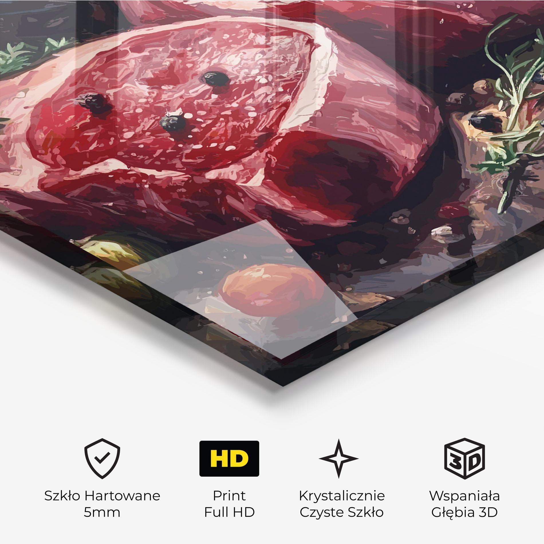 Obraz na Szkle Meat With Tomatoes mockup 3