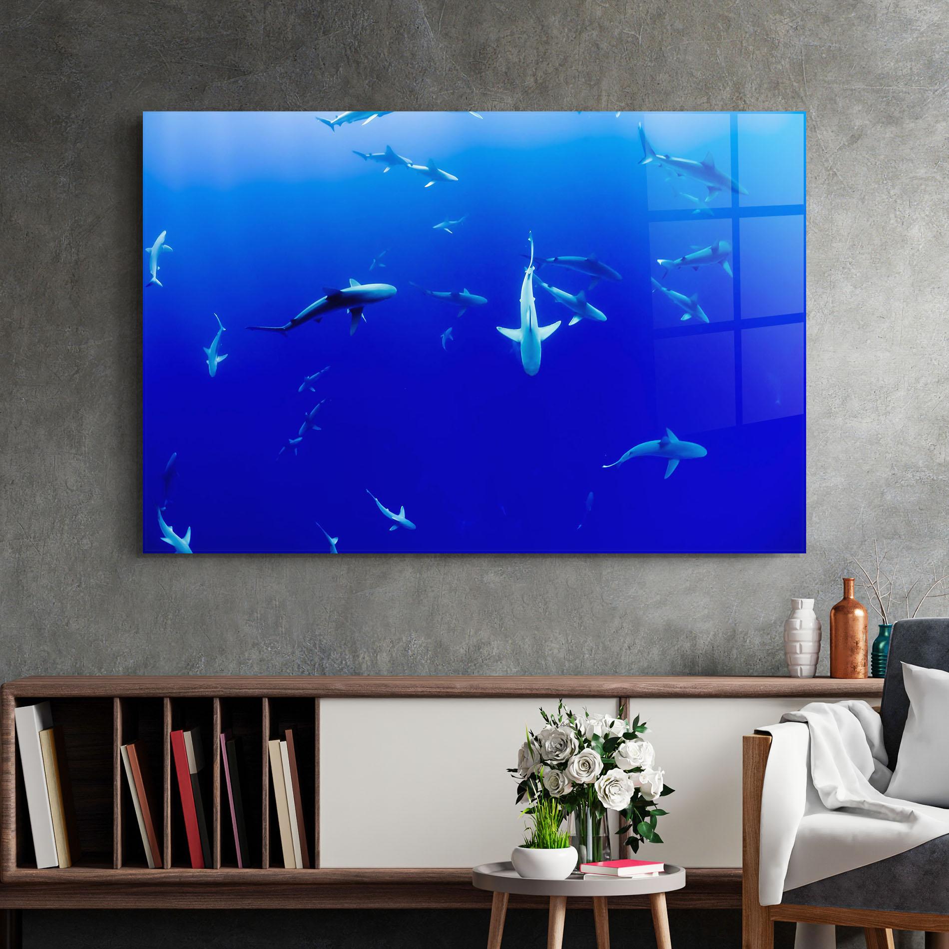 Obraz na Szkle Baby Sharks mockup 2