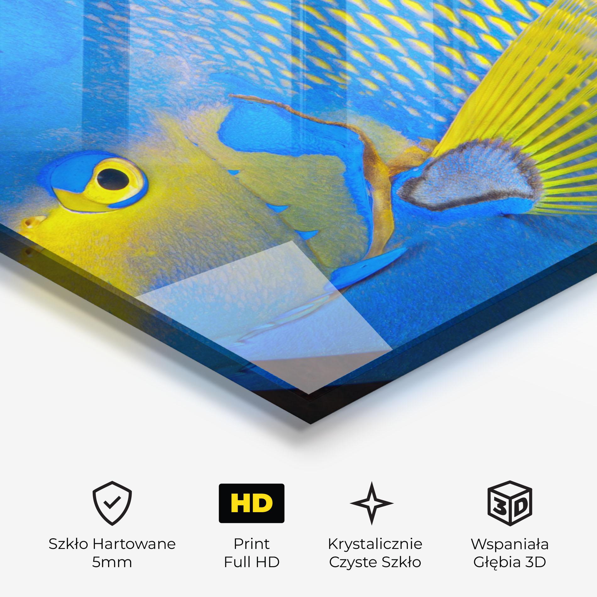 Obraz na Szkle Blue Yellow Fish mockup 3