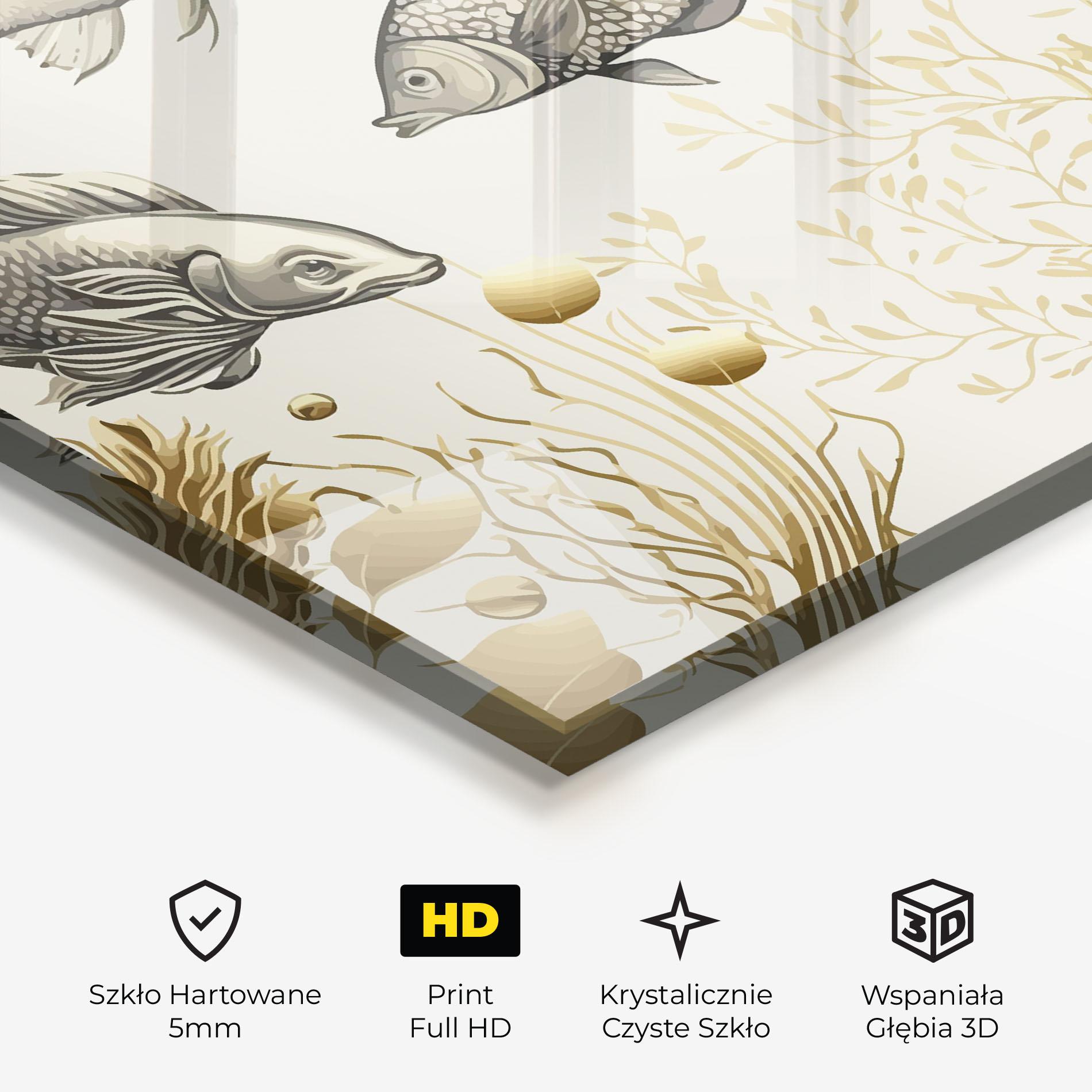 Obraz na Szkle Grey Gold Fish mockup 3