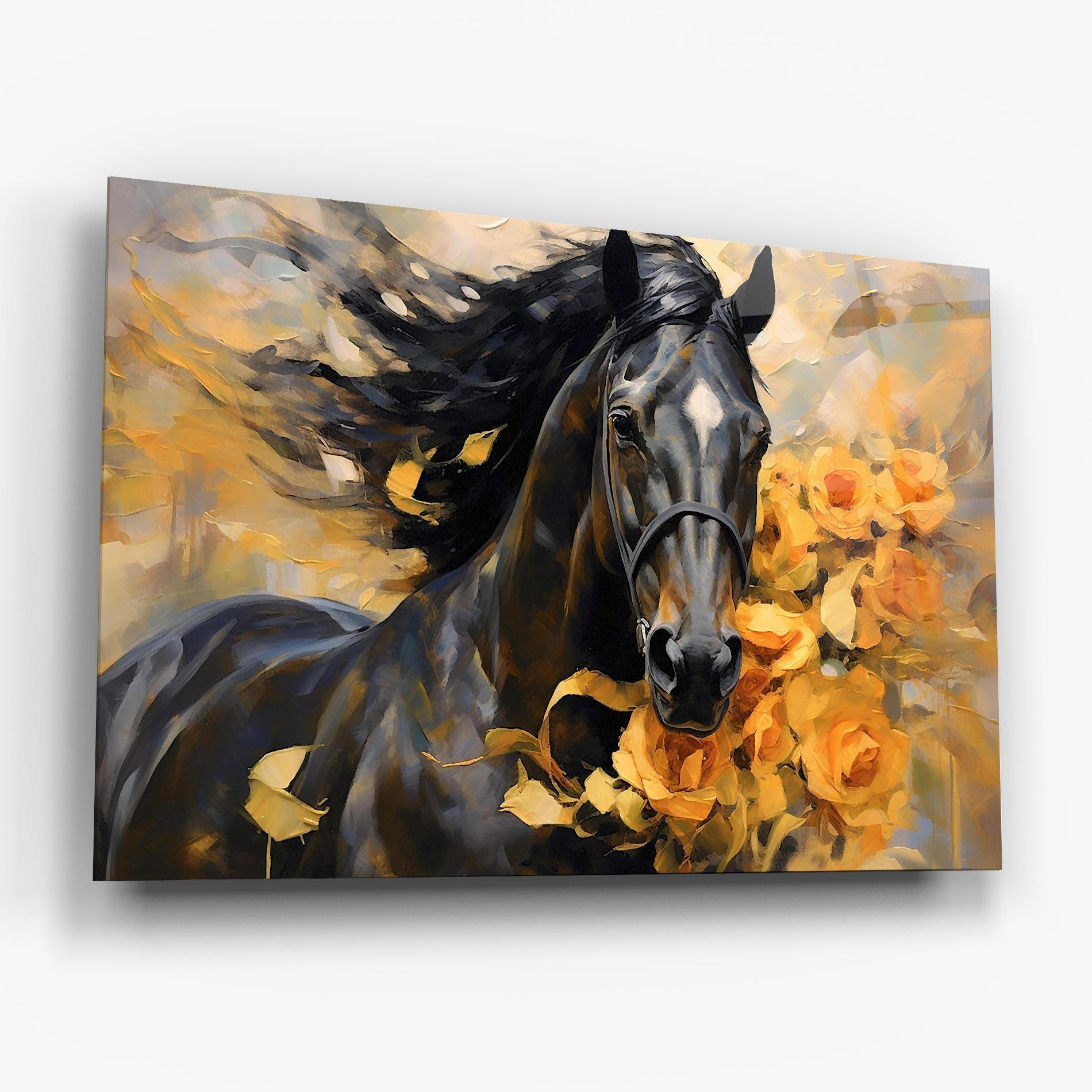 Obraz na Szkle Yellow Roses Horse mockup 6