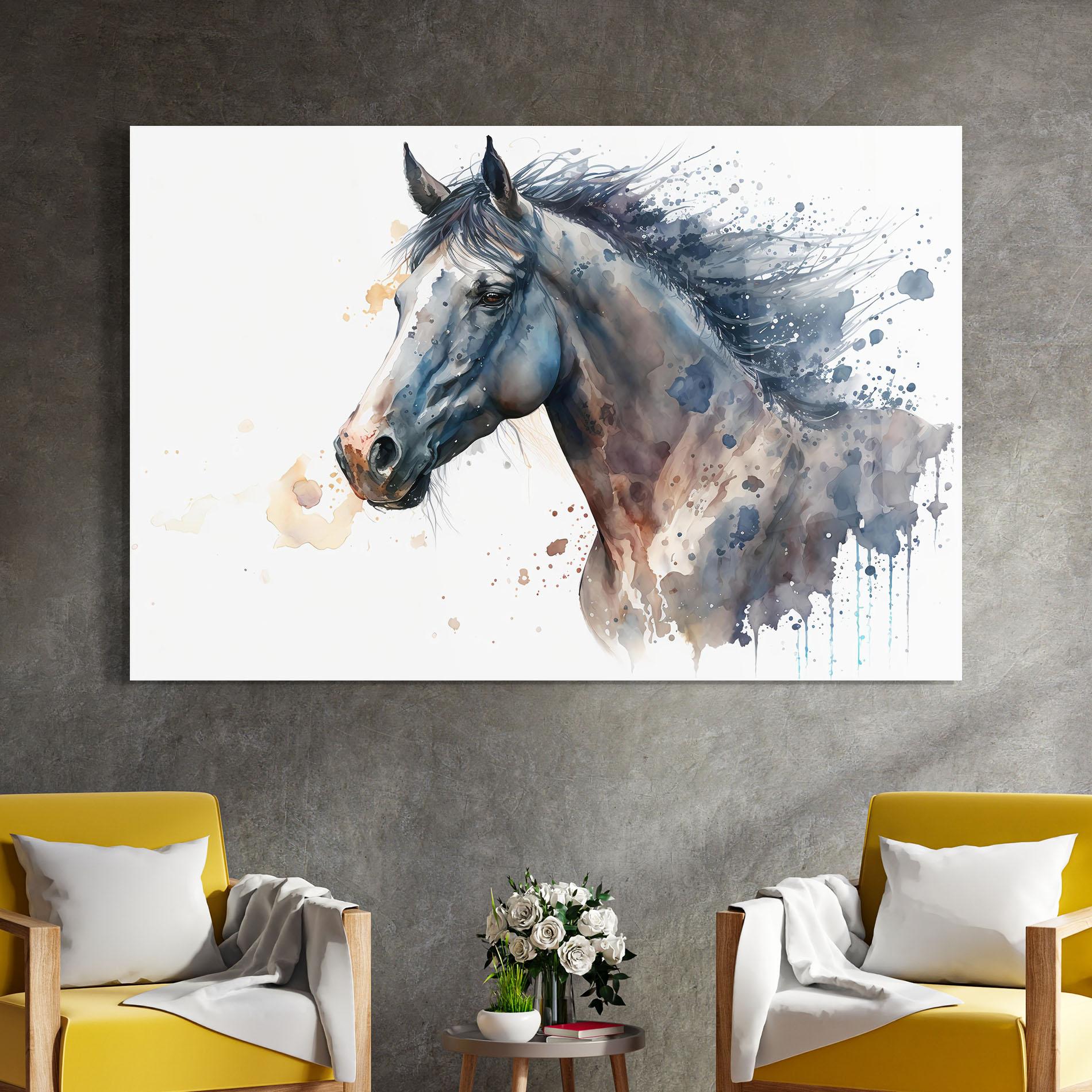 Obraz na Szkle Blue Horse Painting mockup 4