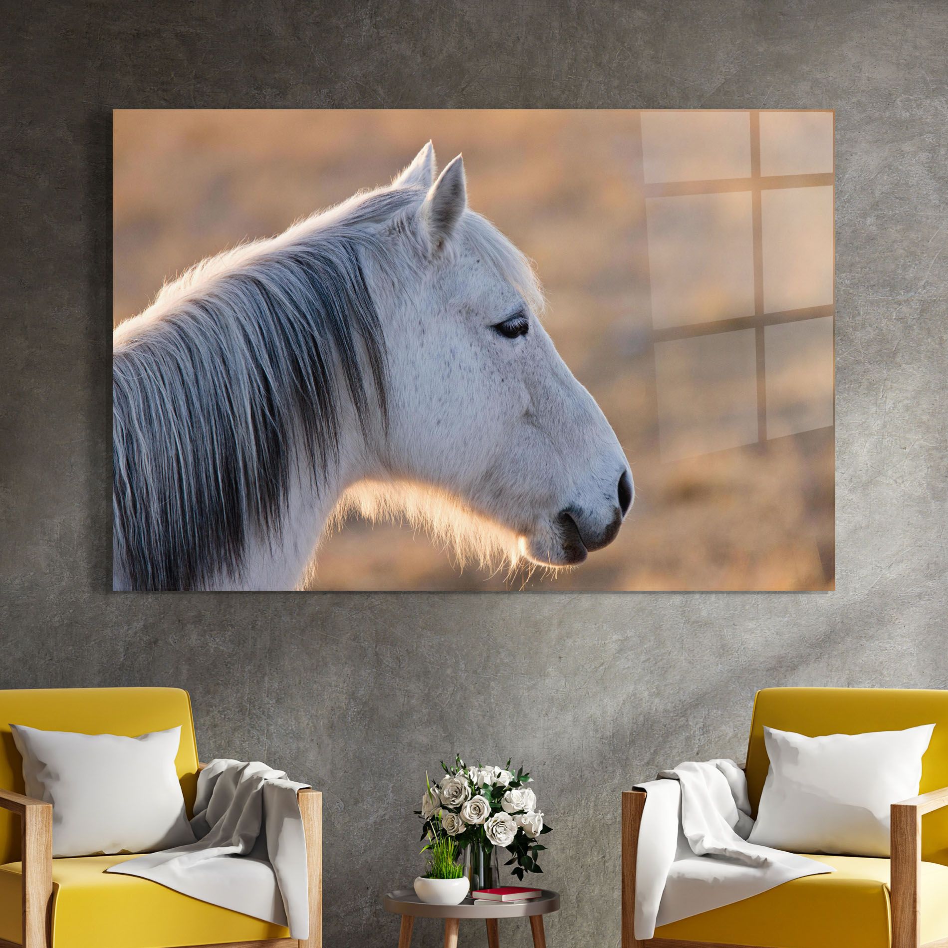 Light Gray Horse Looking mockup 4