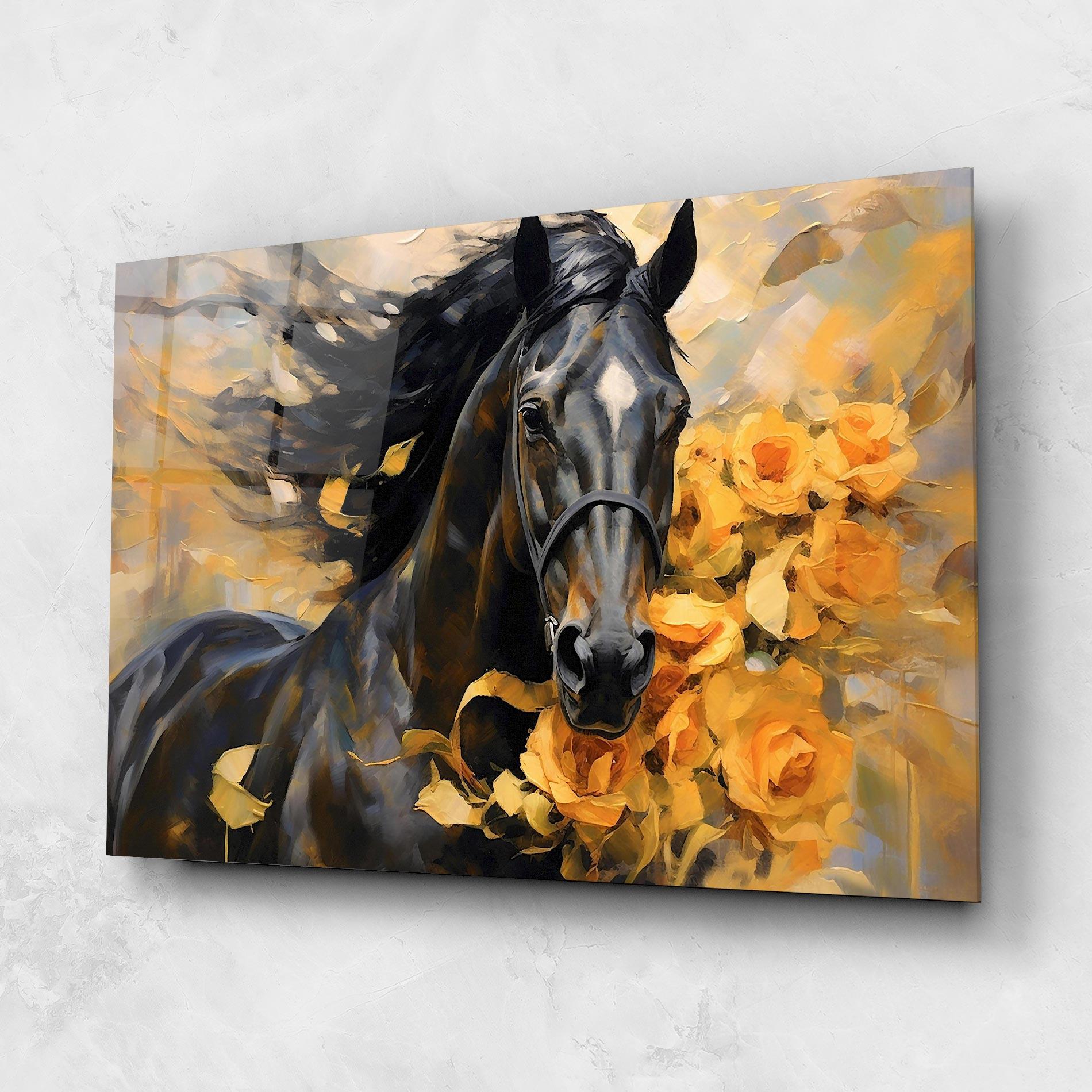 Obraz na Szkle Yellow Roses Horse mockup 1