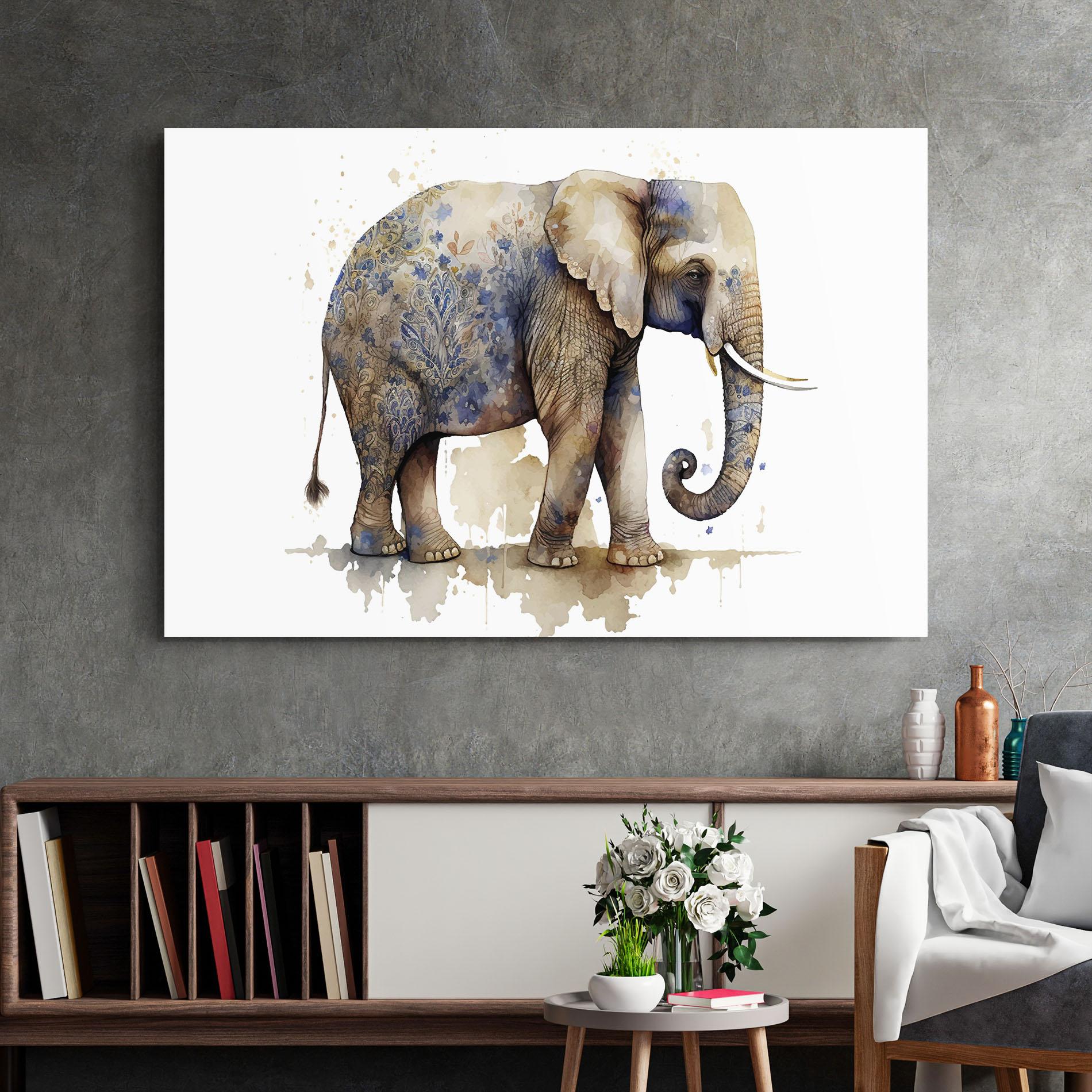 Obraz na Szkle Blue Grey Elephant mockup 2