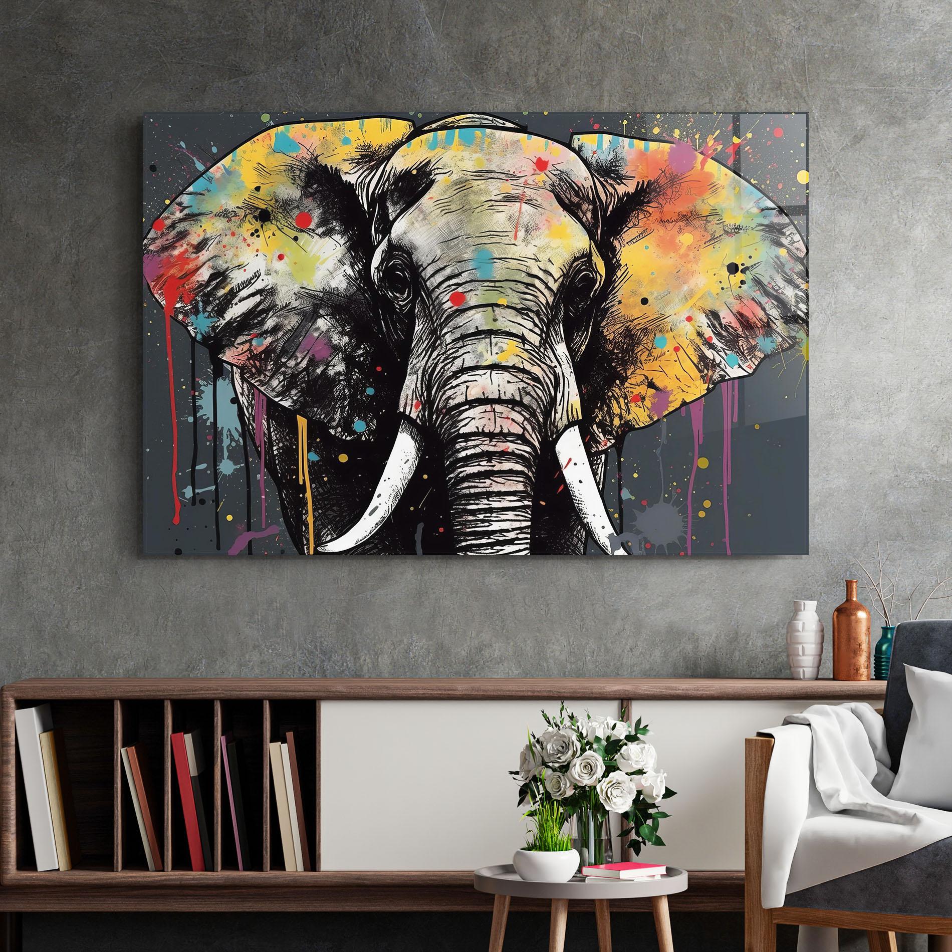 Obraz na Szkle Elephant Portrait Art mockup 2