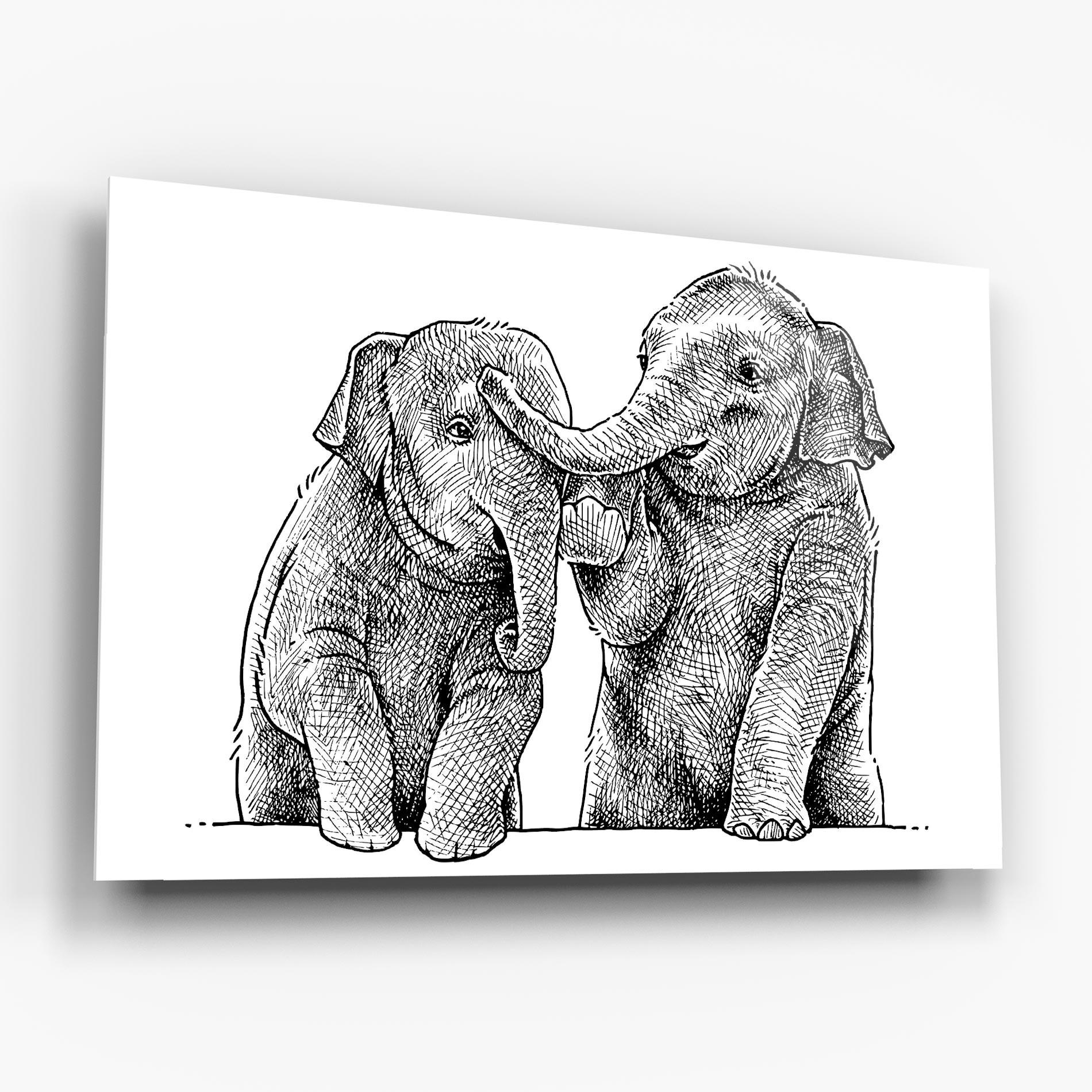 Obraz na Szkle Baby Elephants mockup 6