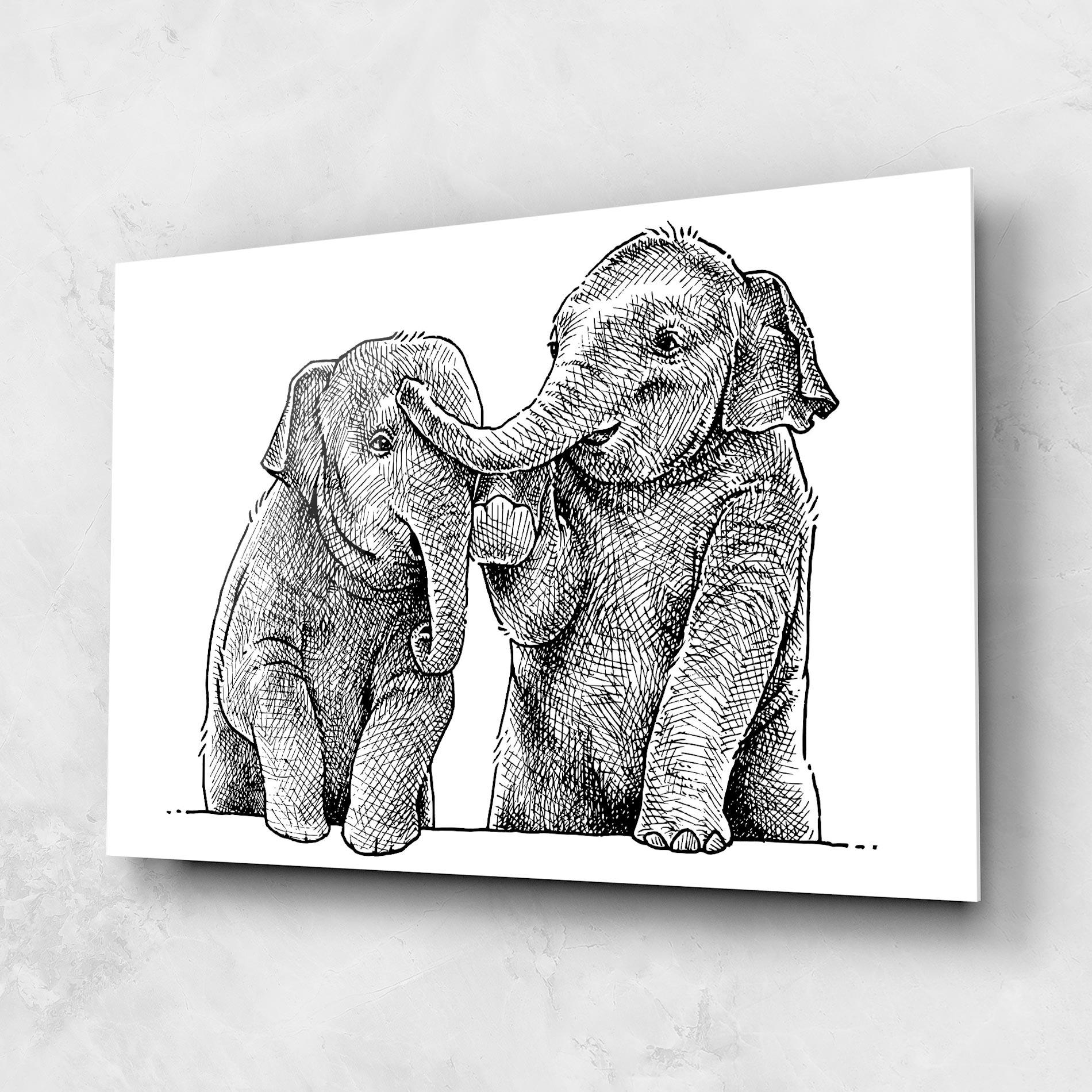 Obraz na Szkle Baby Elephants mockup 1
