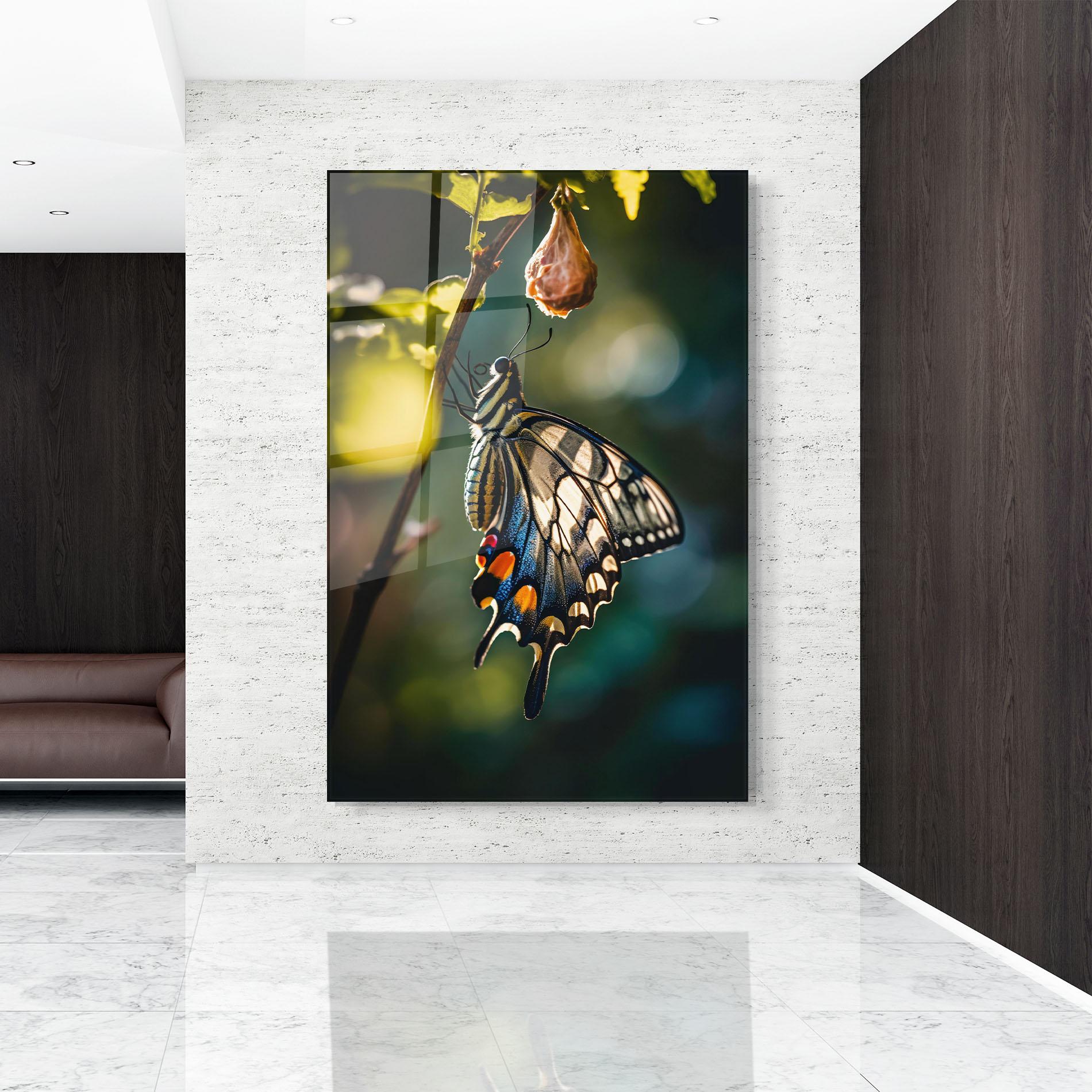 Obraz na Szkle Blue Cream Butterfly mockup 9