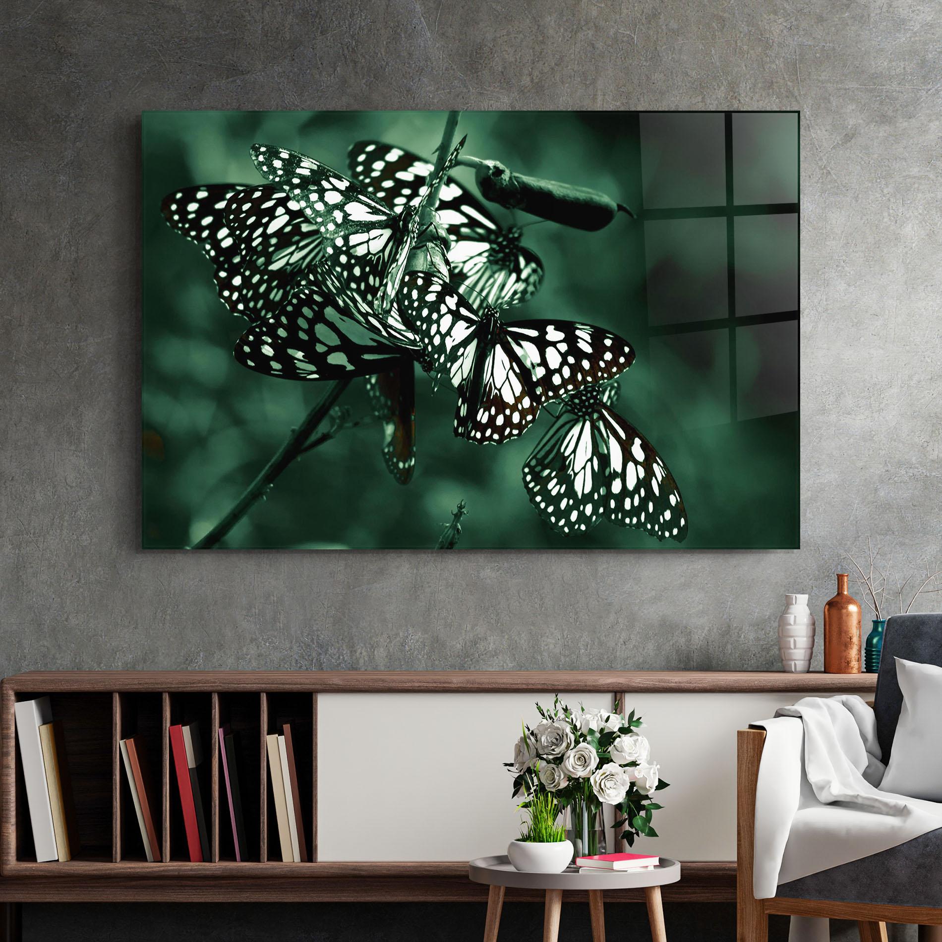 Obraz na Szkle Black White Butterflies mockup 2