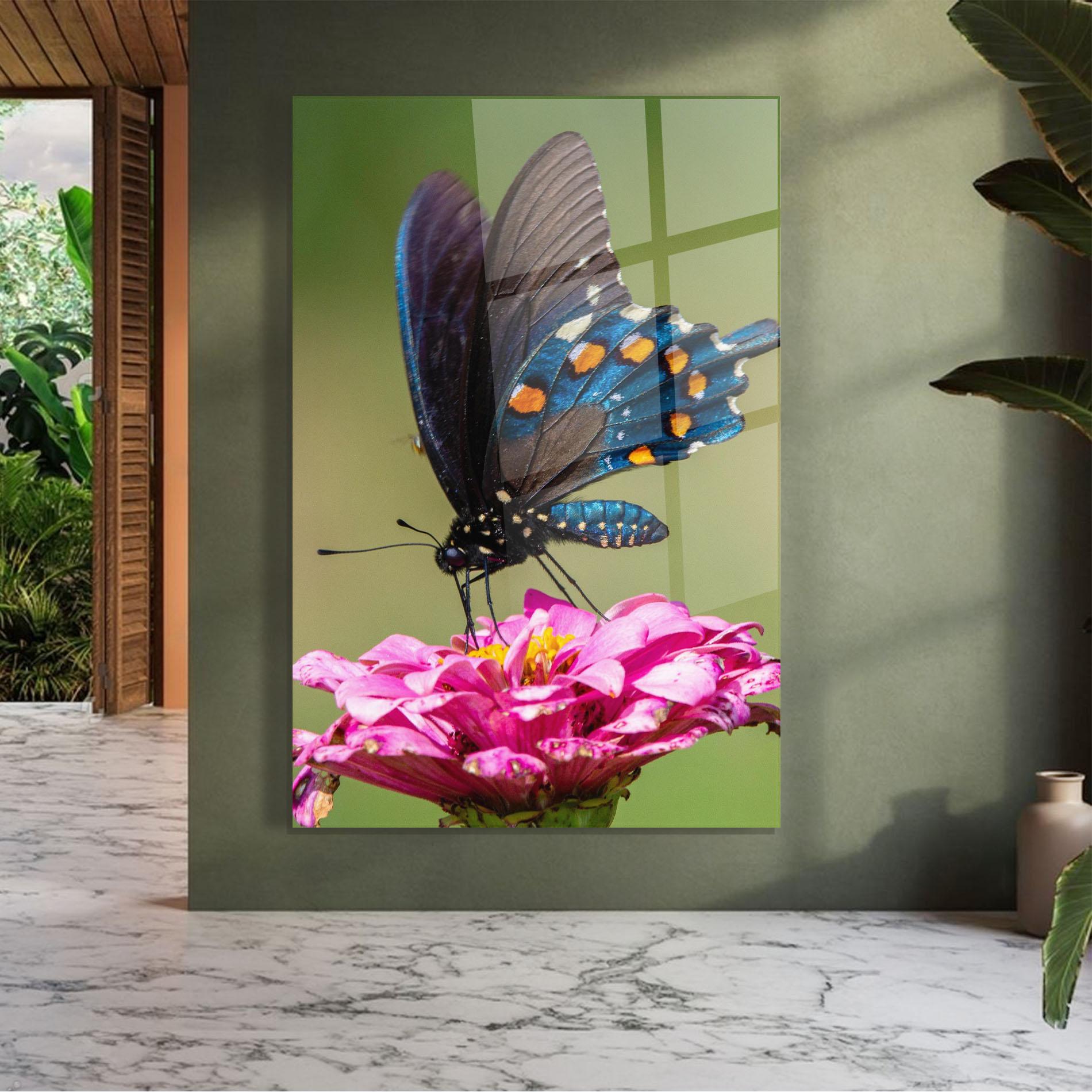 Obraz na Szkle Blue Grey Butterfly mockup 7