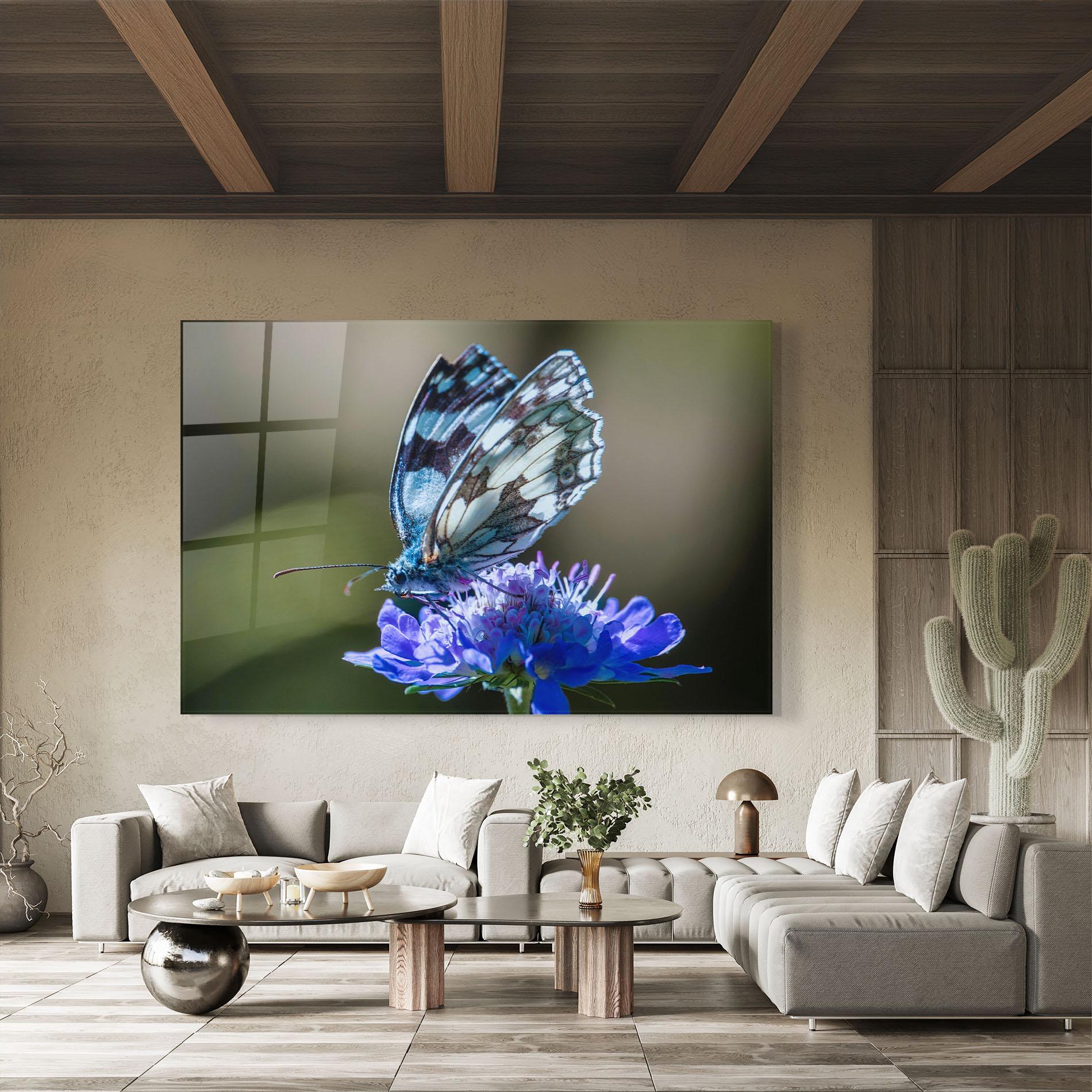 Obraz na Szkle Blue Butterfly In Nature mockup 8