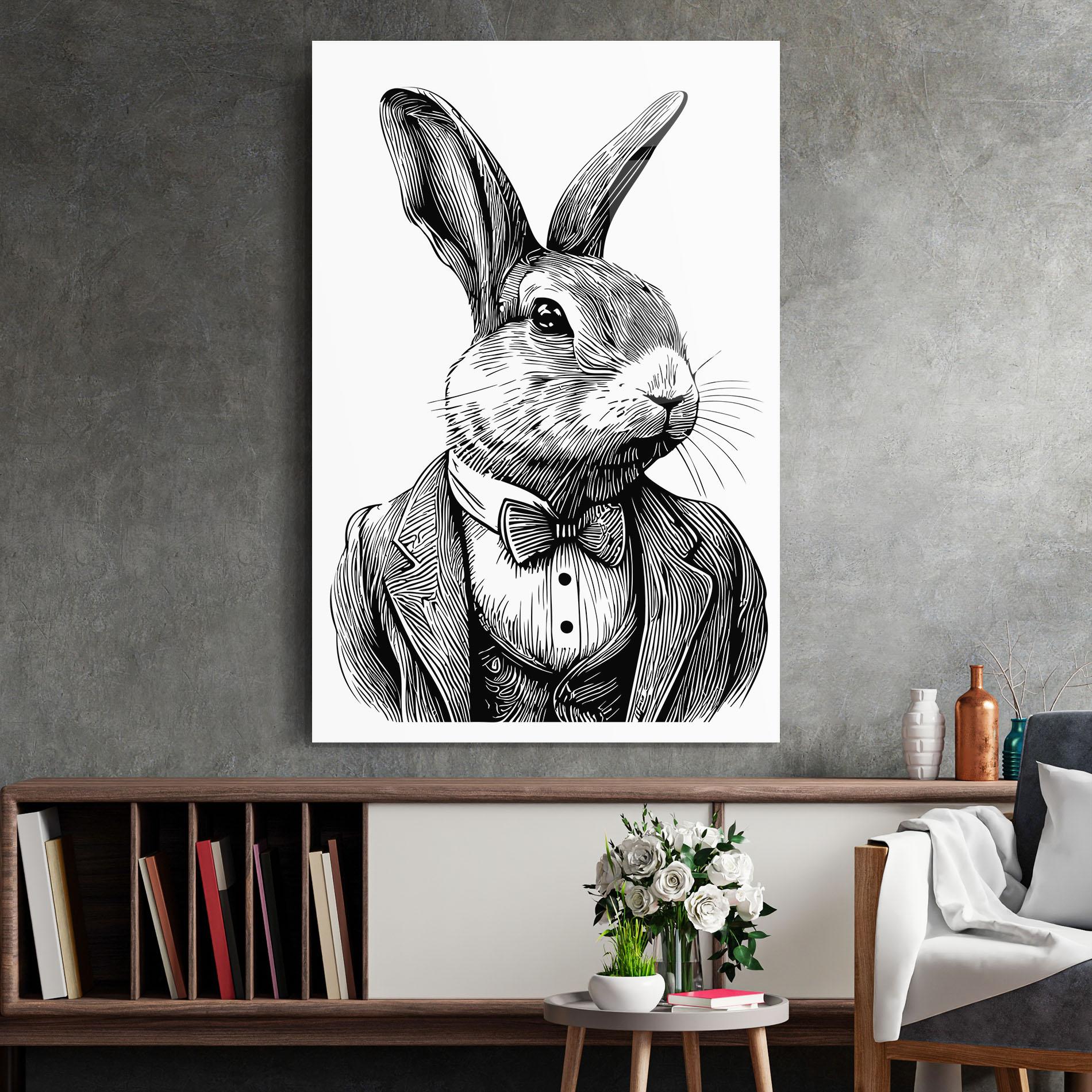 Obraz na Szkle Bunny In Suit mockup 2