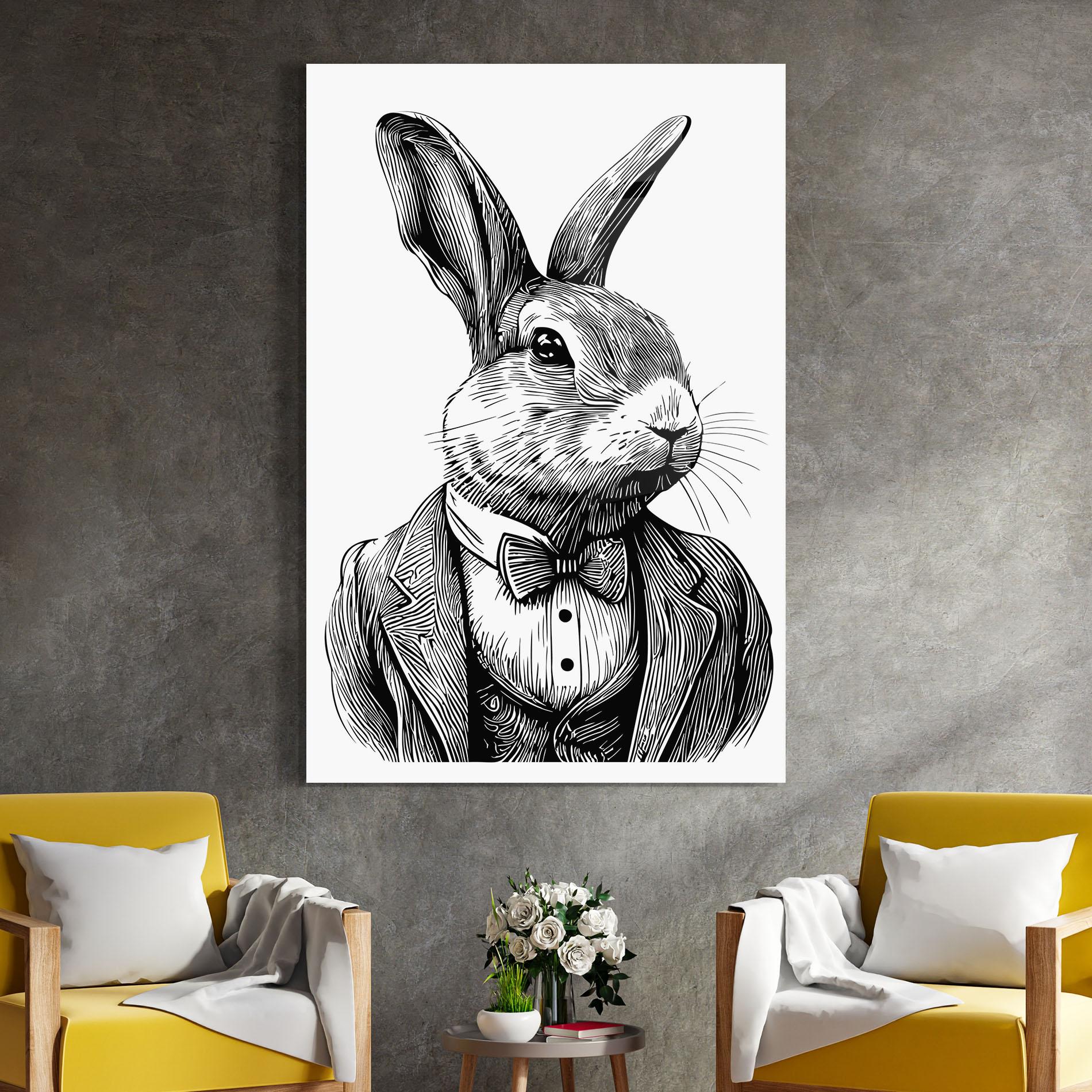 Obraz na Szkle Bunny In Suit mockup 4