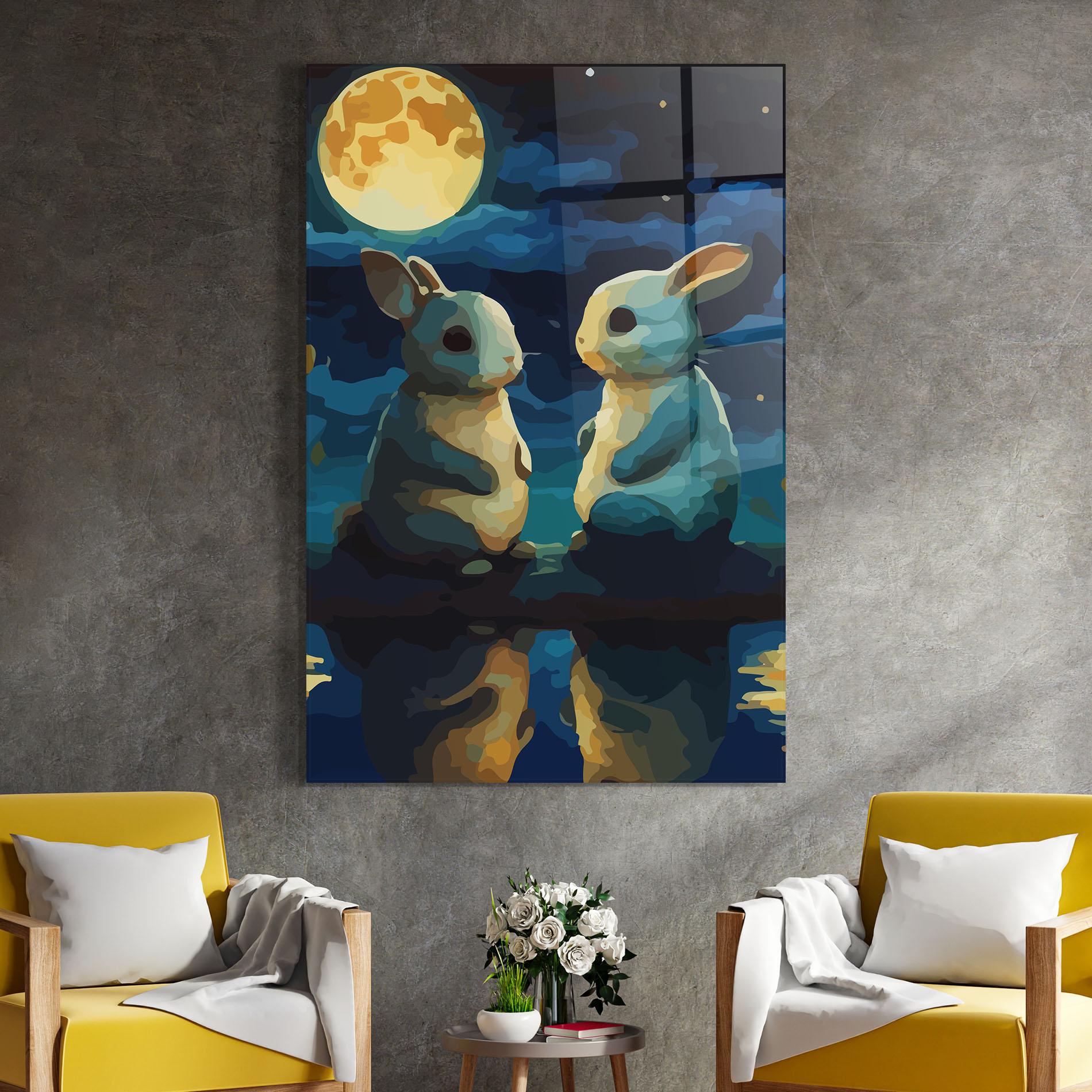 Obraz na Szkle Full Moon Bunny mockup 4