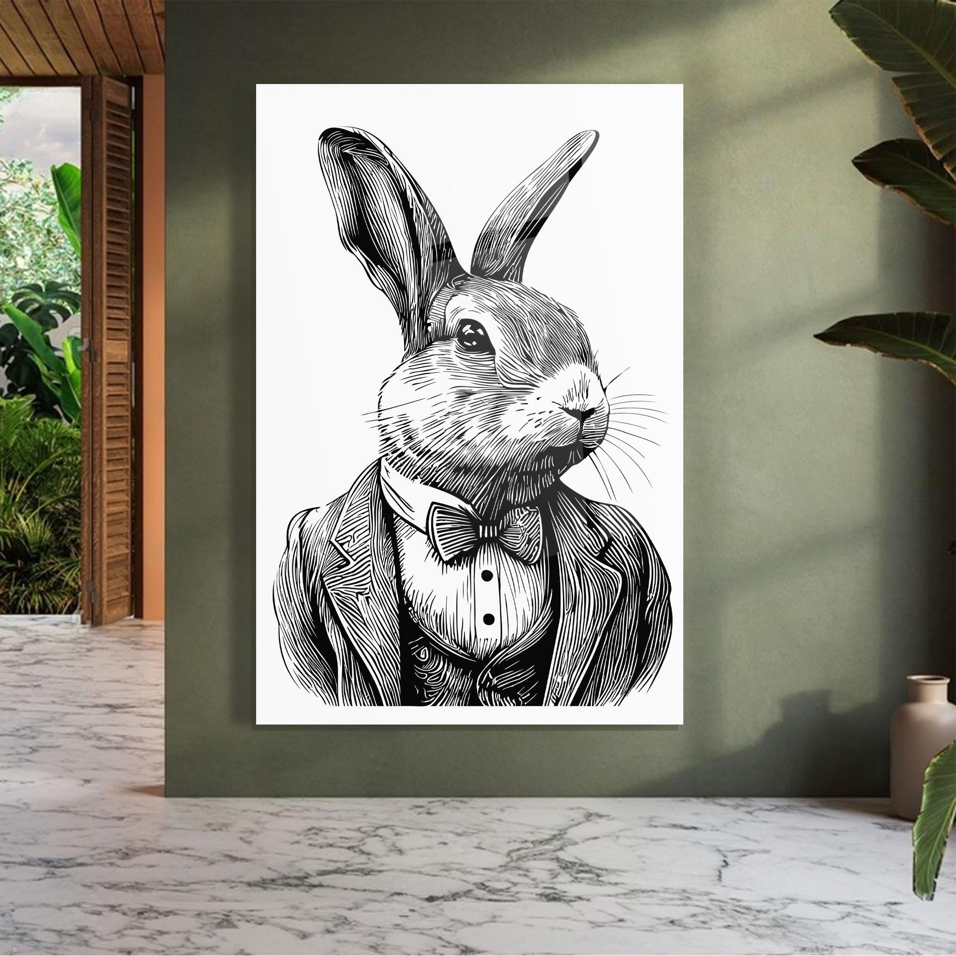 Obraz na Szkle Bunny In Suit mockup 7