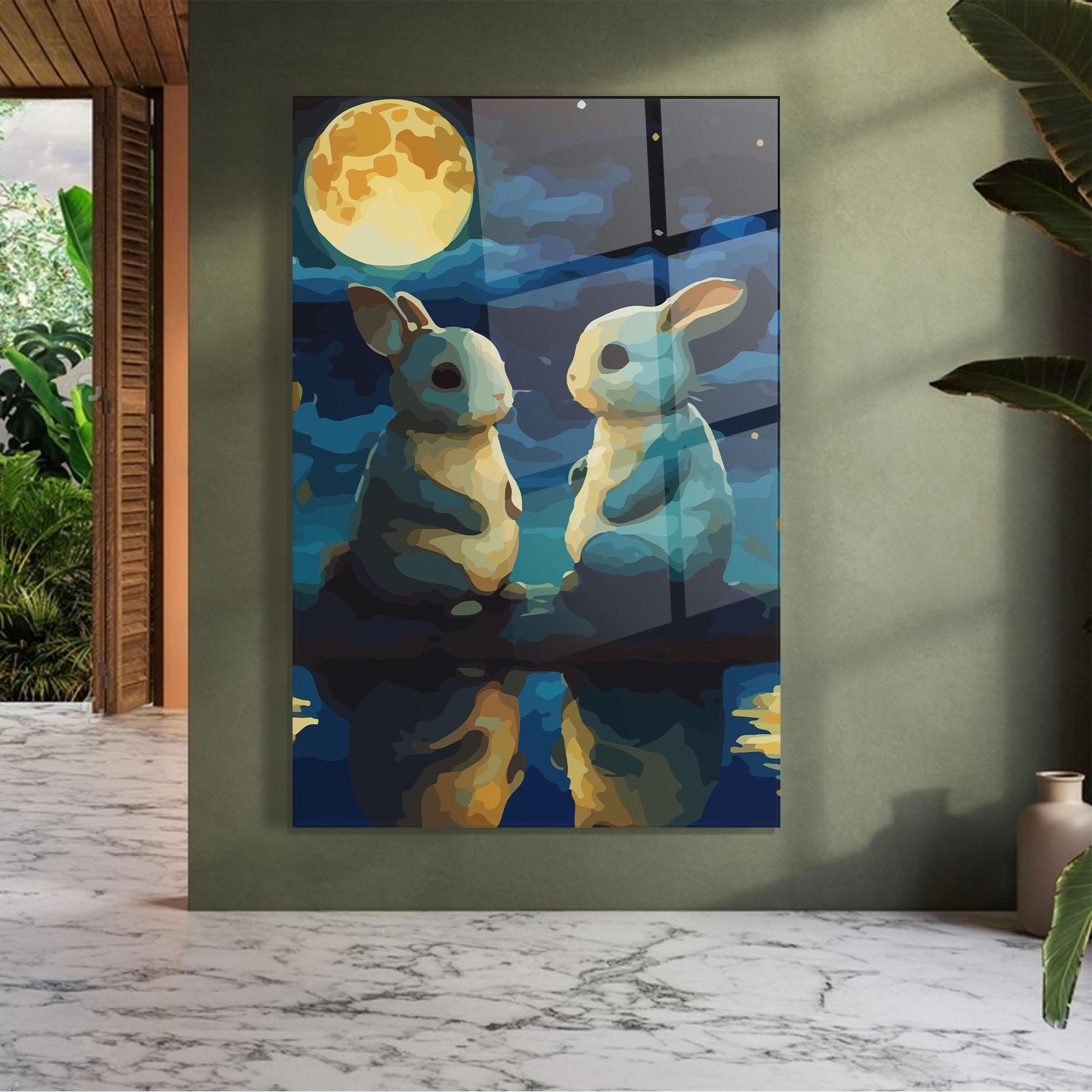 Obraz na Szkle Full Moon Bunny mockup 7