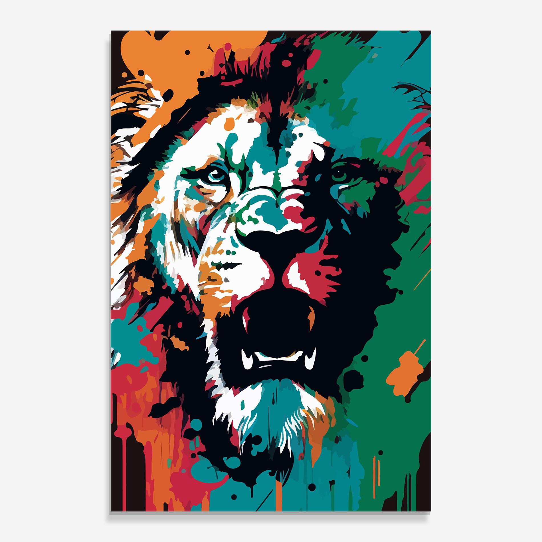 Obraz na Szkle Blue Green Lion mockup 0