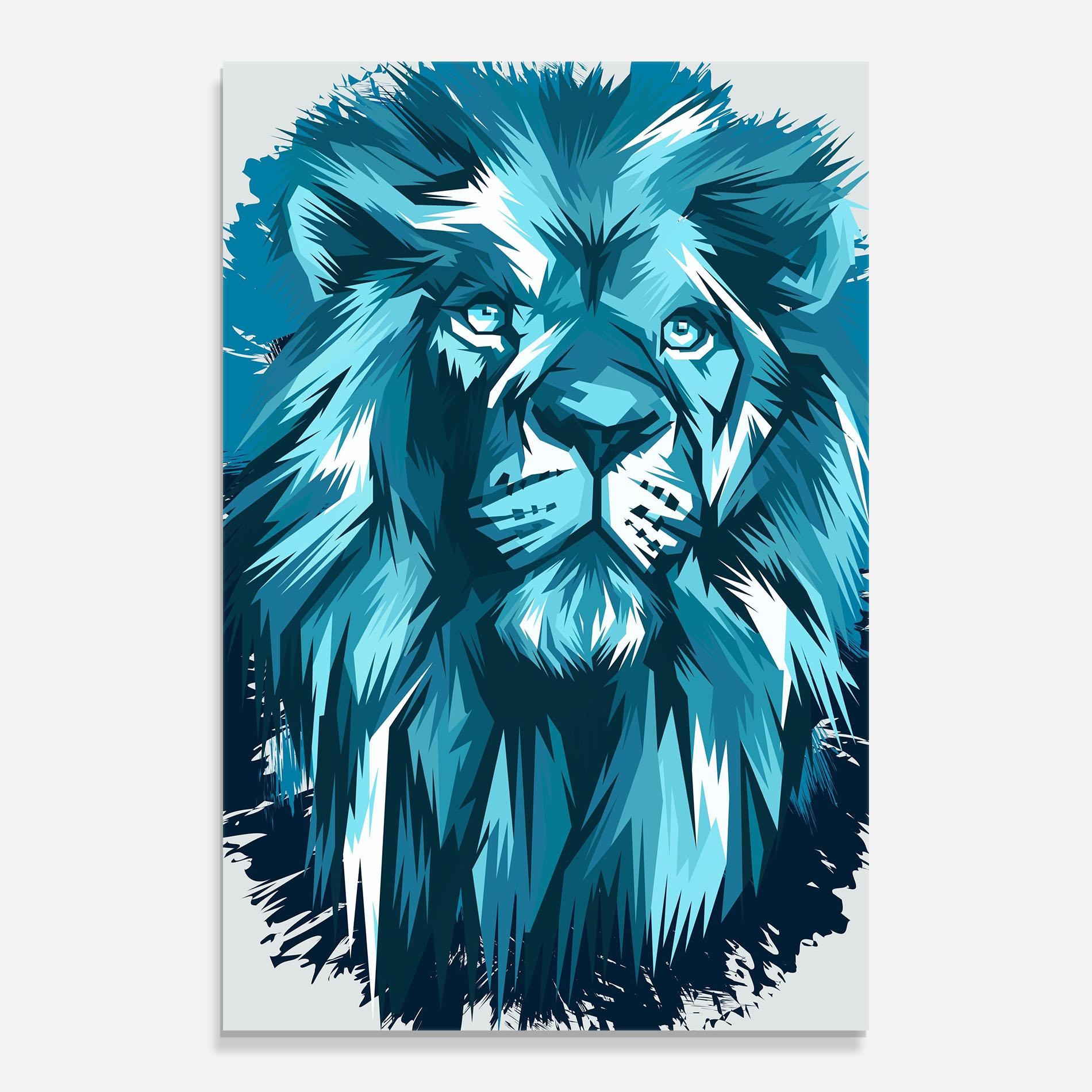 Obraz na Szkle Blue Lion Head mockup 0