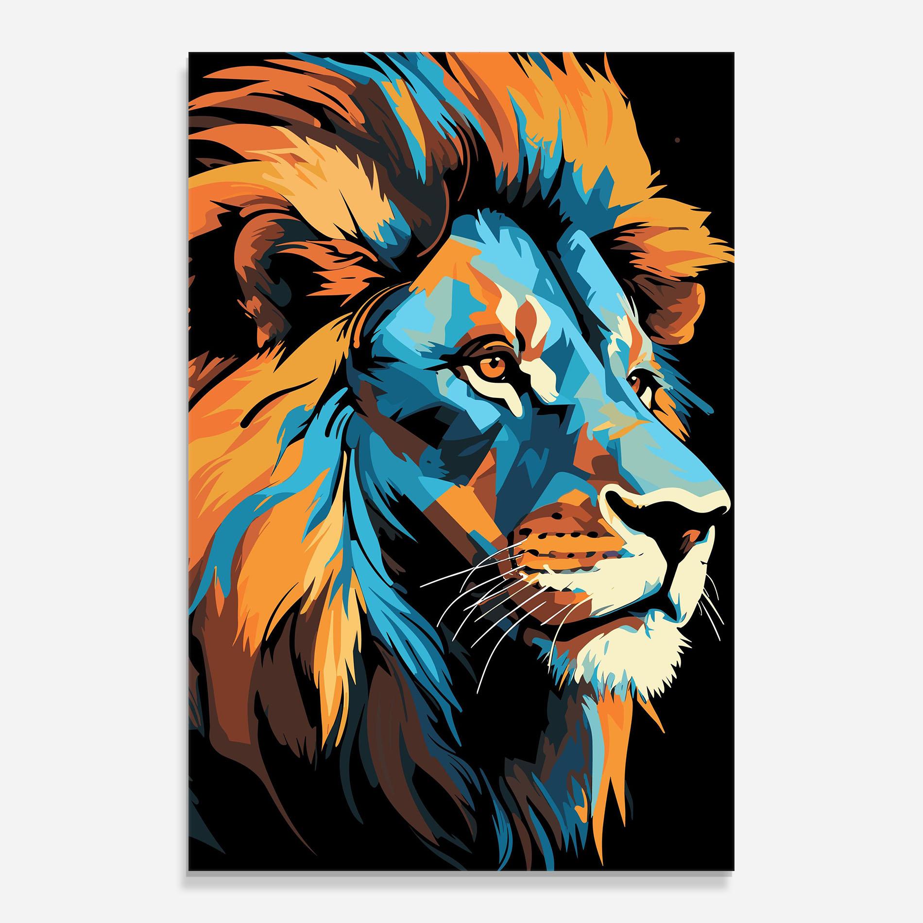 Obraz na Szkle Blue Yellow Lion mockup 0