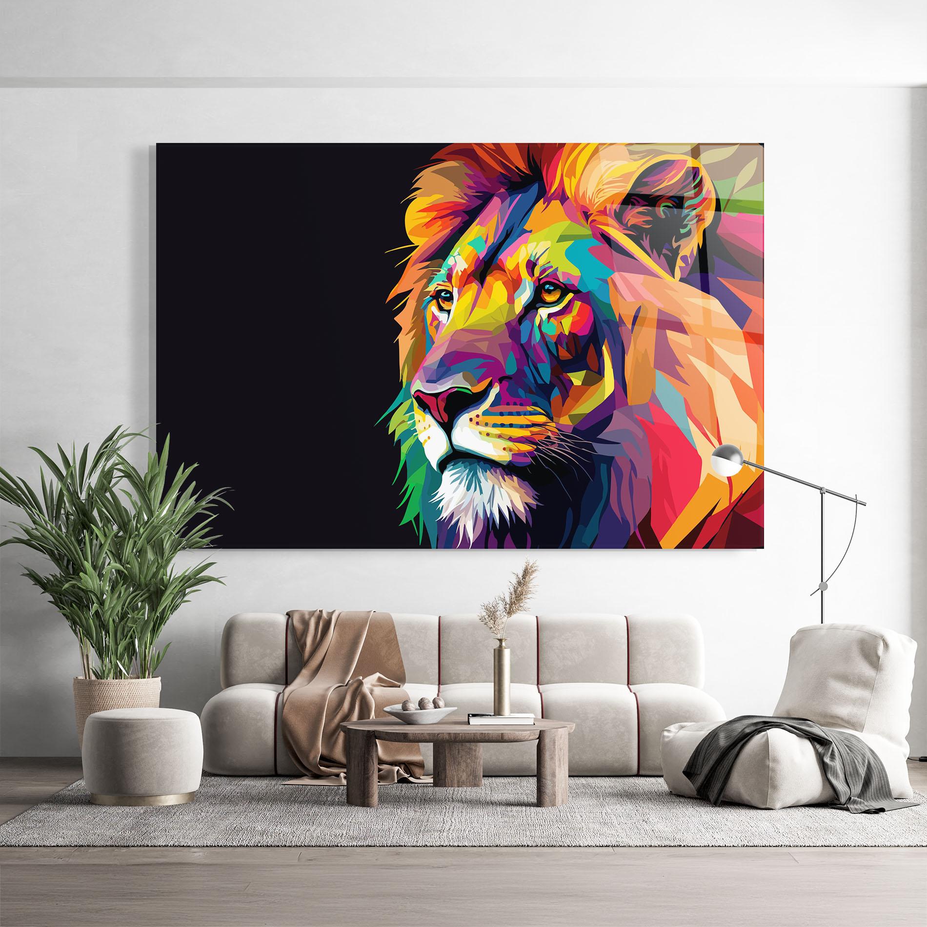 Obraz na Szkle Colorful Lion mockup 9