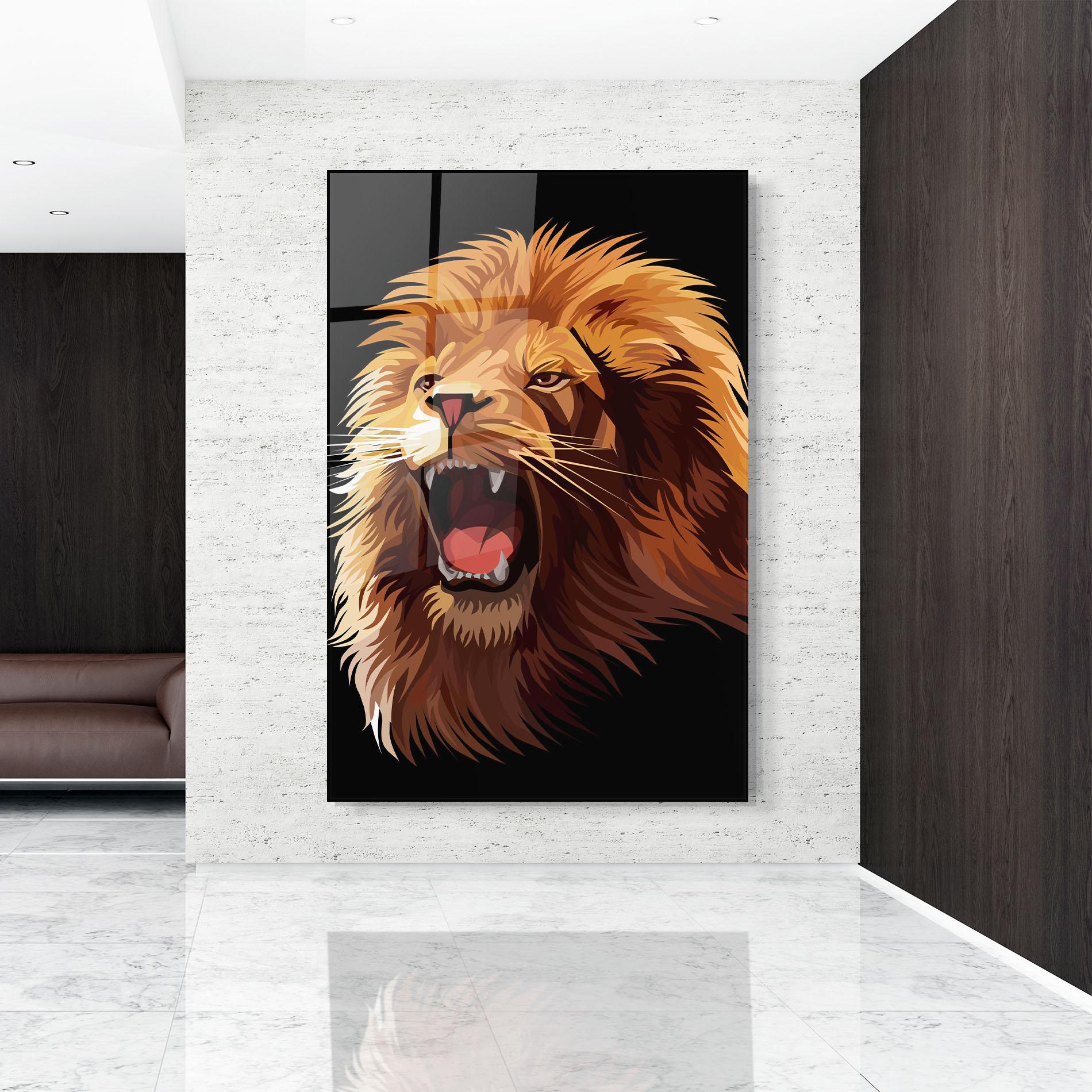 Obraz na Szkle Angry Lion Head mockup 9