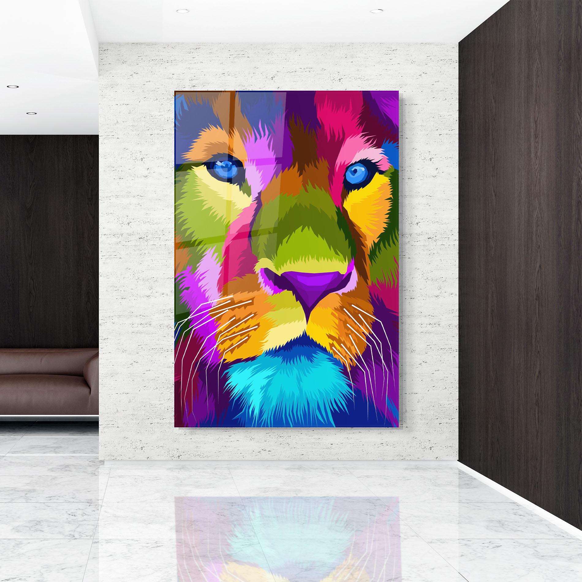 Obraz na Szkle Color Lion Close Up mockup 9