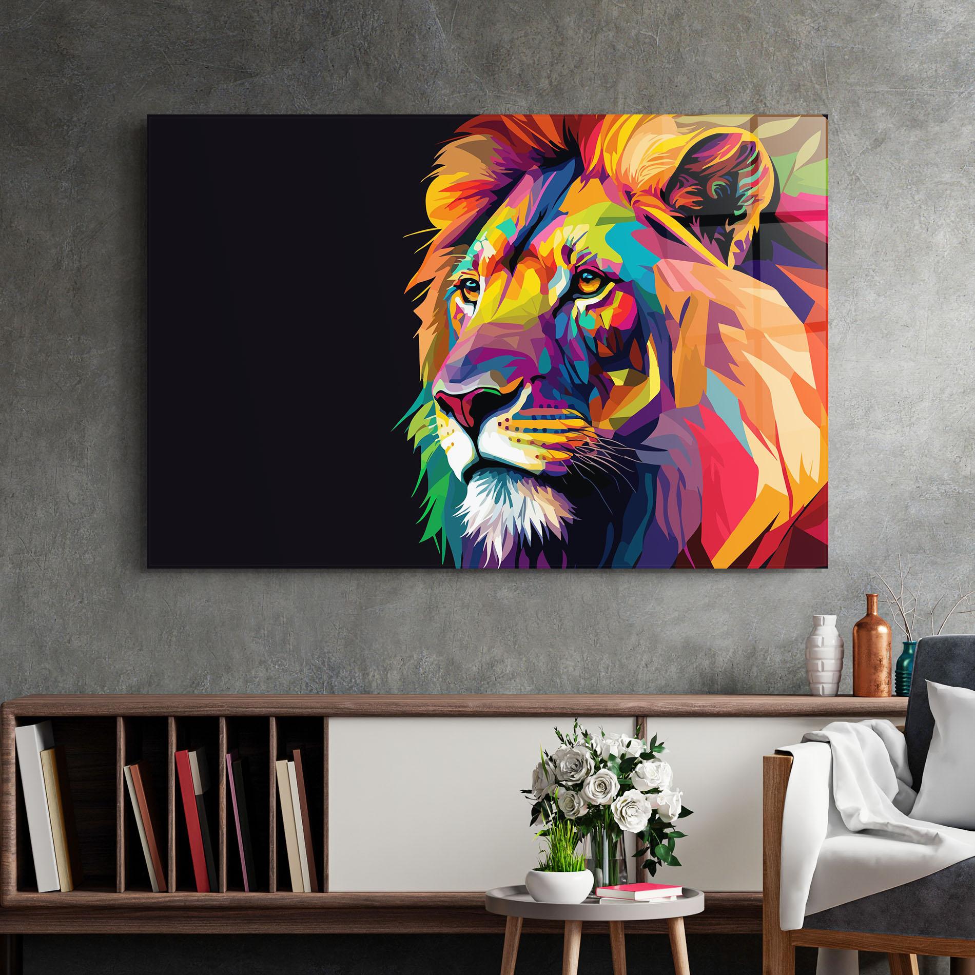 Obraz na Szkle Colorful Lion mockup 2