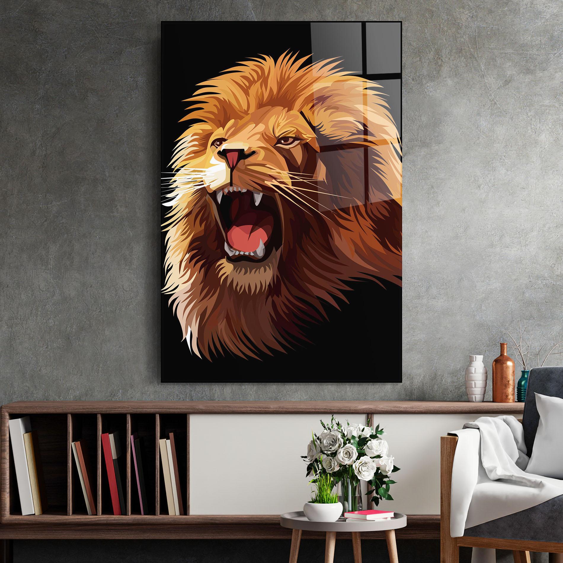Obraz na Szkle Angry Lion Head mockup 2