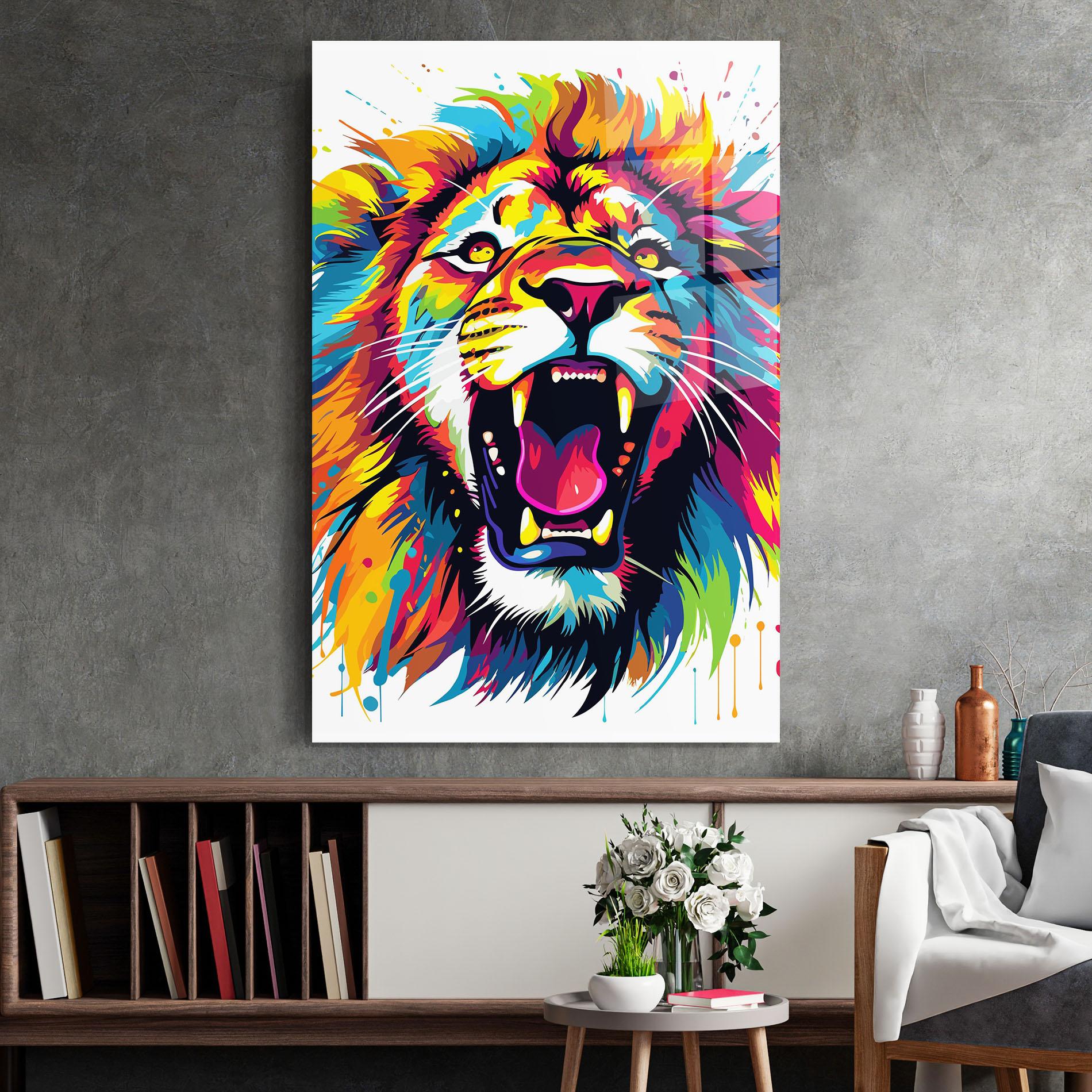 Obraz na Szkle Angry Lion Mix mockup 2