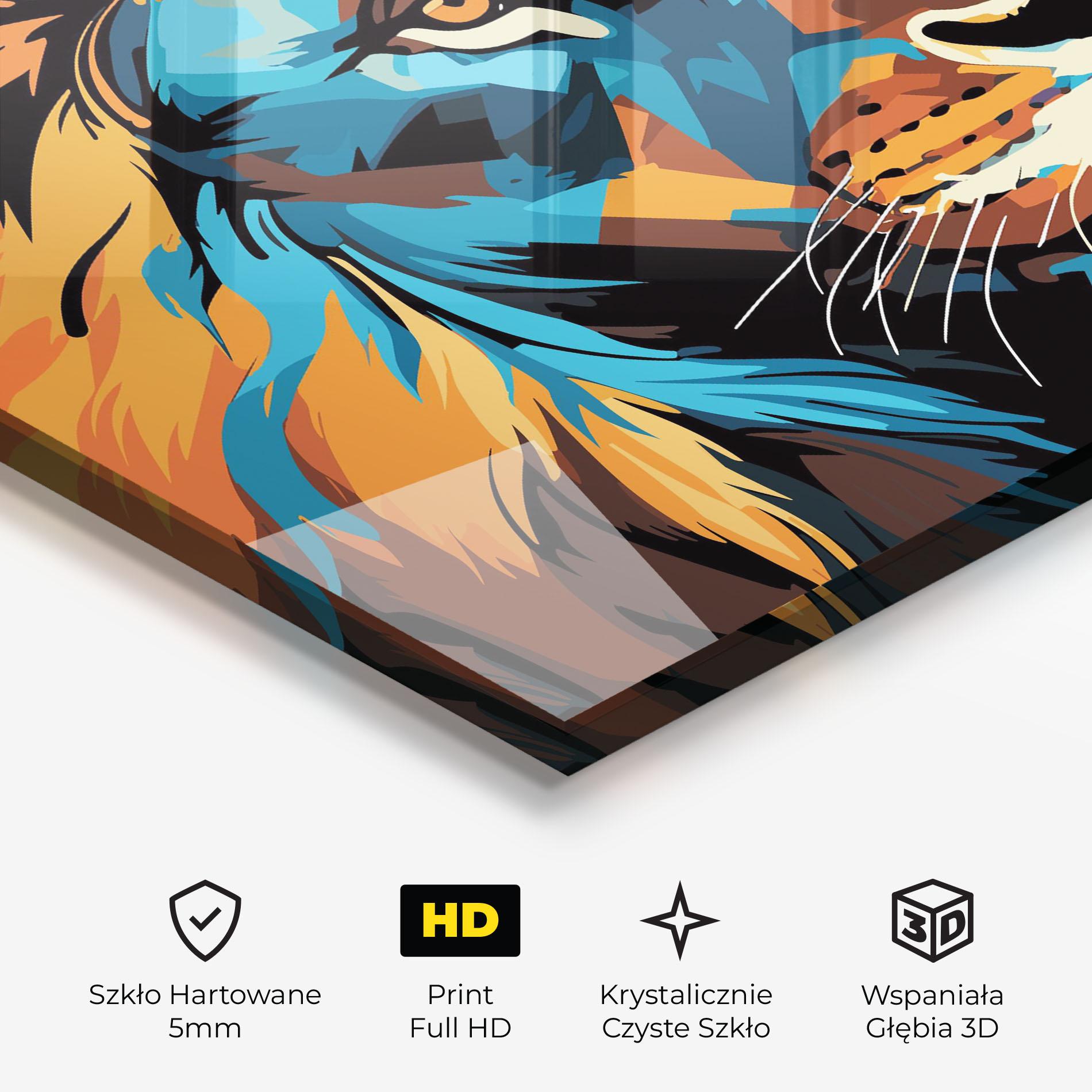 Obraz na Szkle Blue Yellow Lion mockup 3
