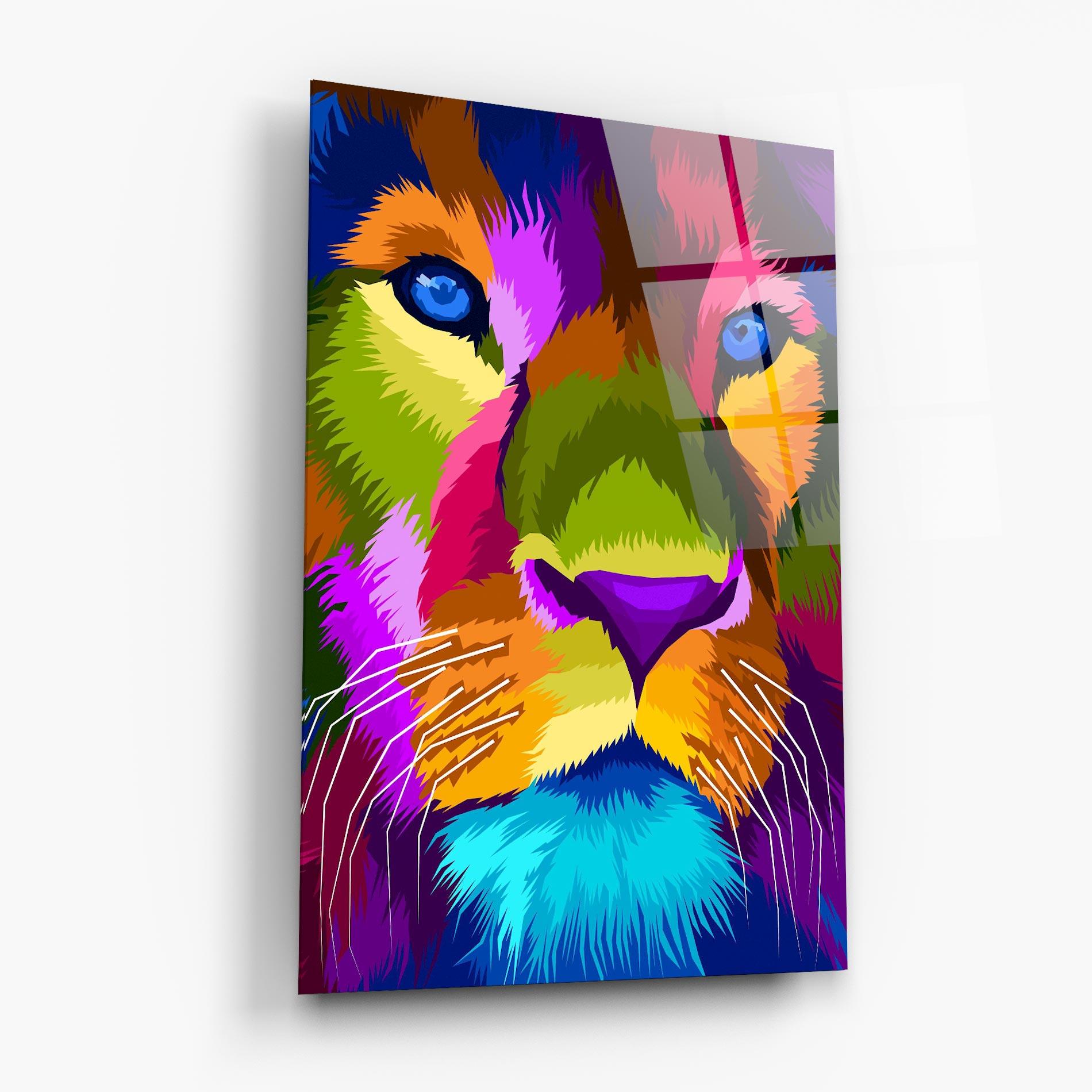 Obraz na Szkle Color Lion Close Up mockup 6