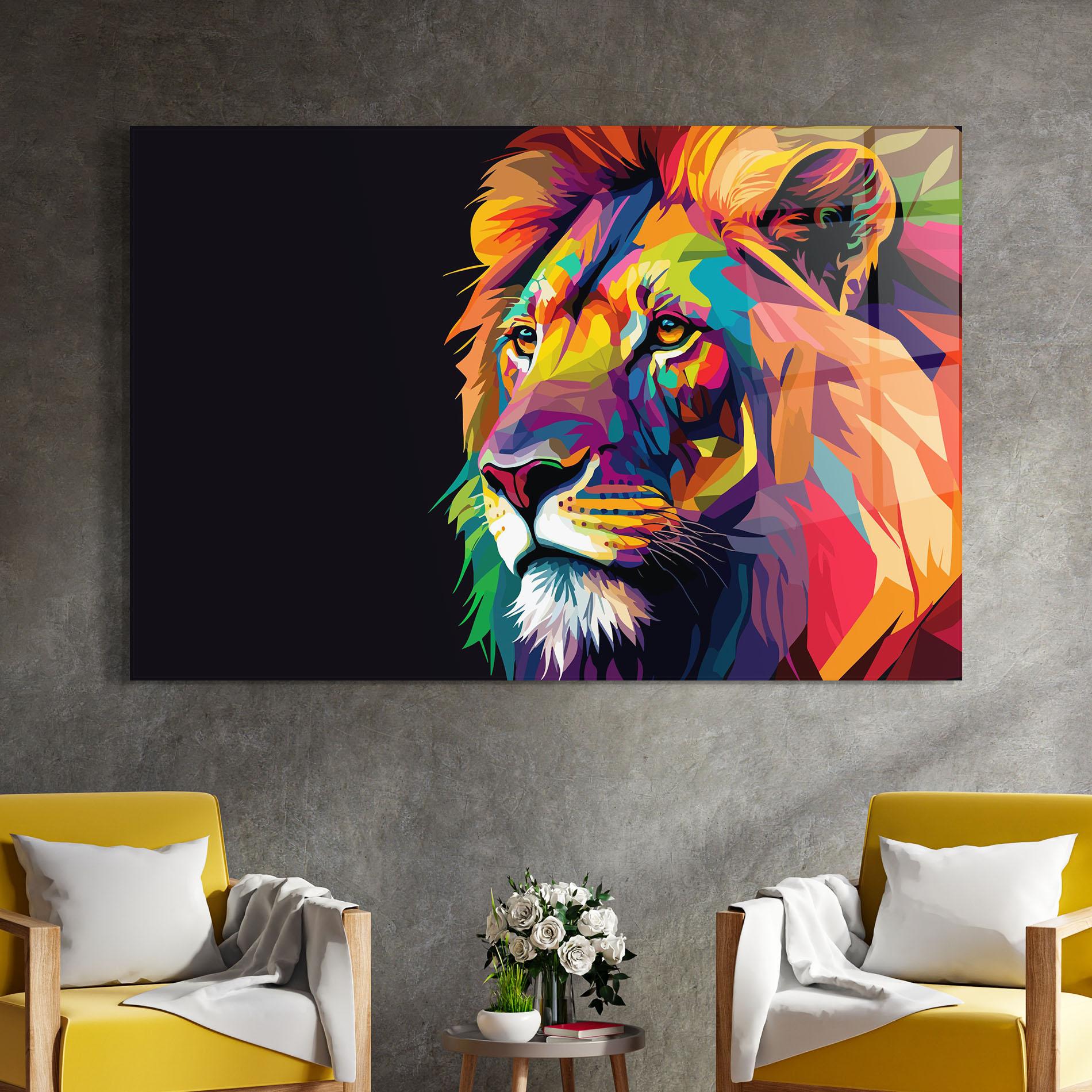 Obraz na Szkle Colorful Lion mockup 4