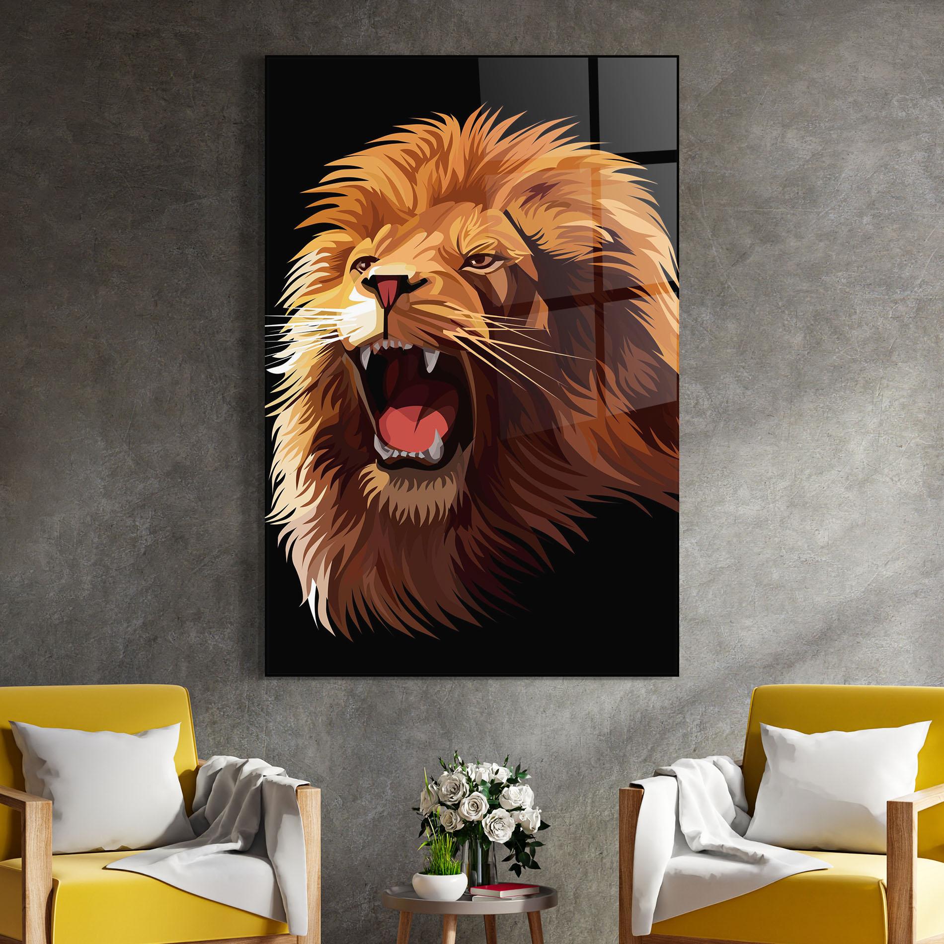 Obraz na Szkle Angry Lion Head mockup 4