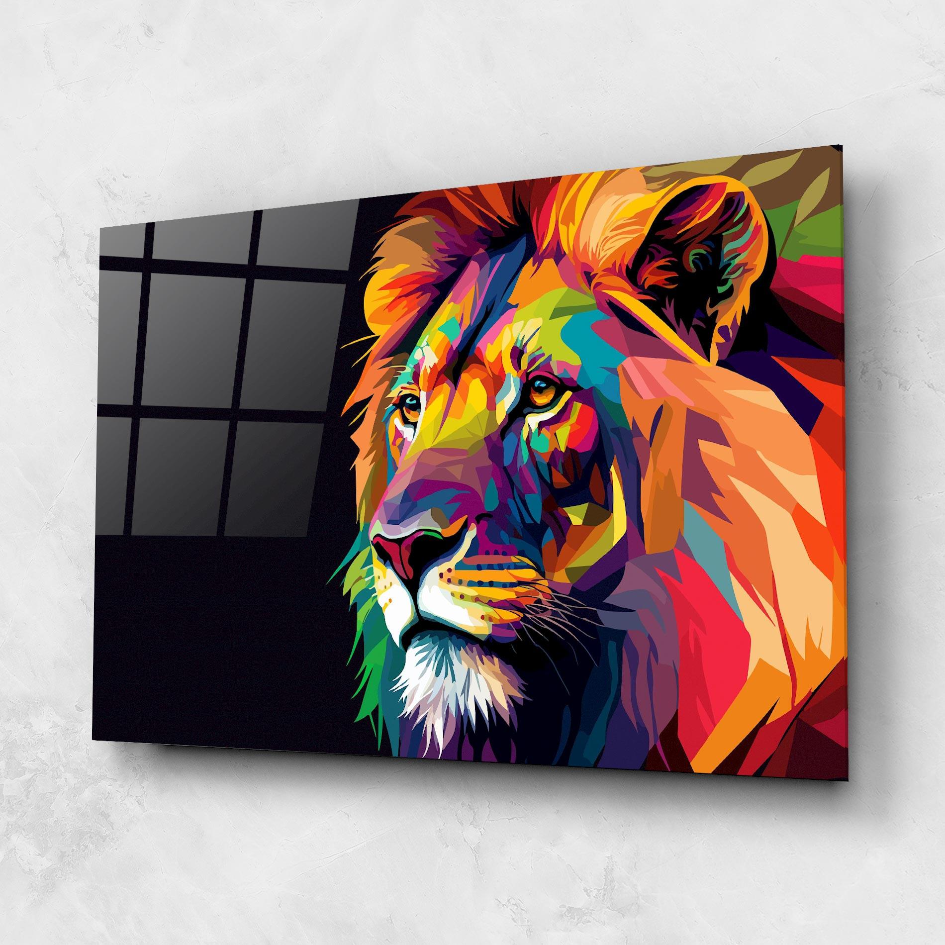 Obraz na Szkle Colorful Lion mockup 1