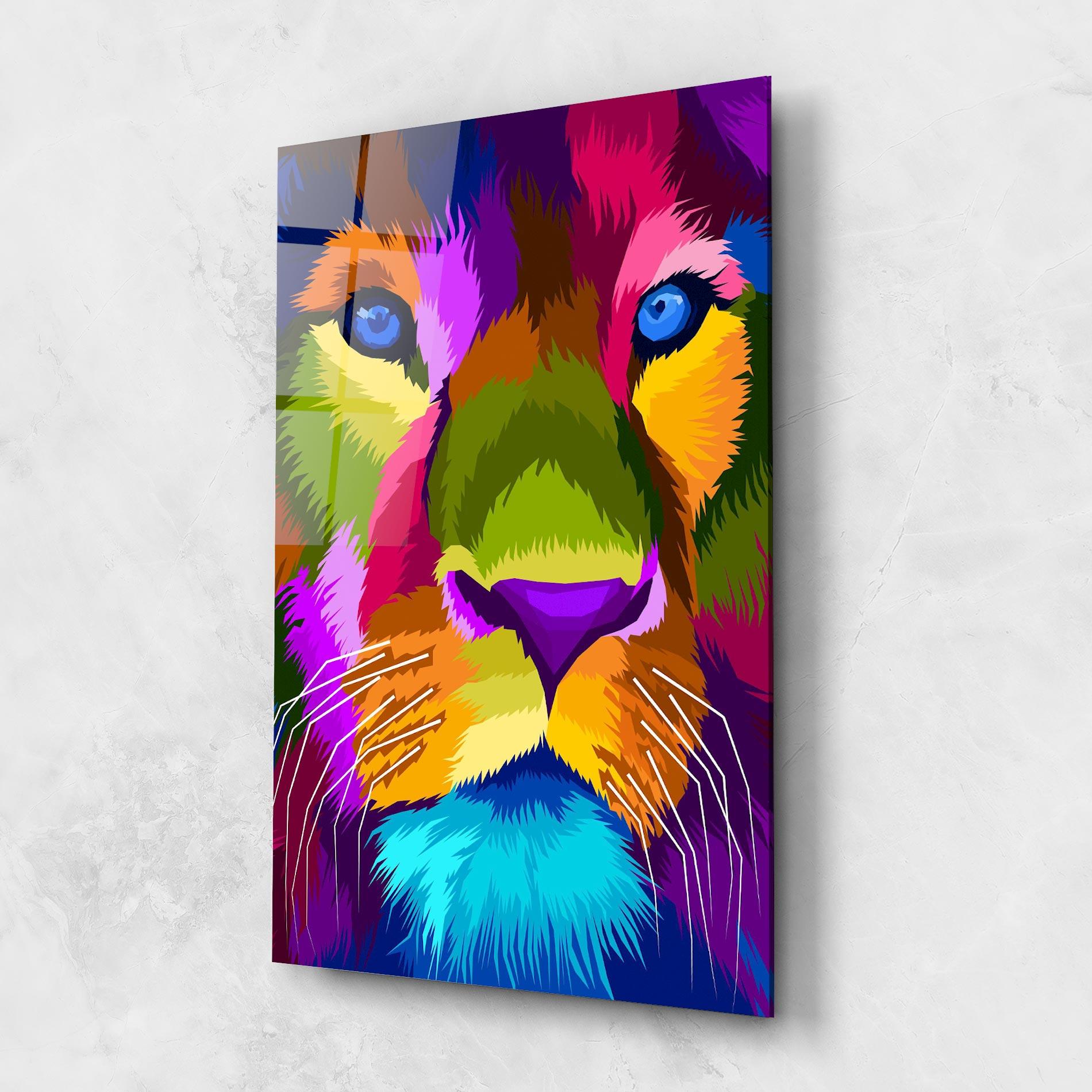 Obraz na Szkle Color Lion Close Up mockup 1