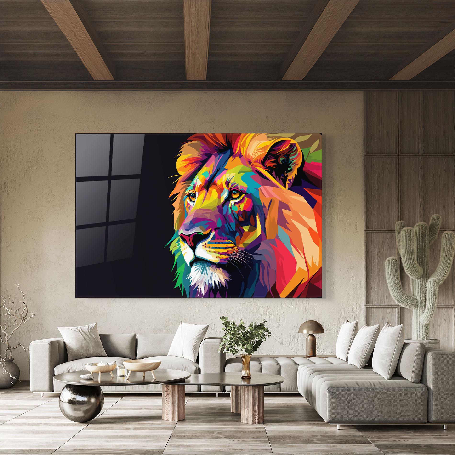 Obraz na Szkle Colorful Lion mockup 8