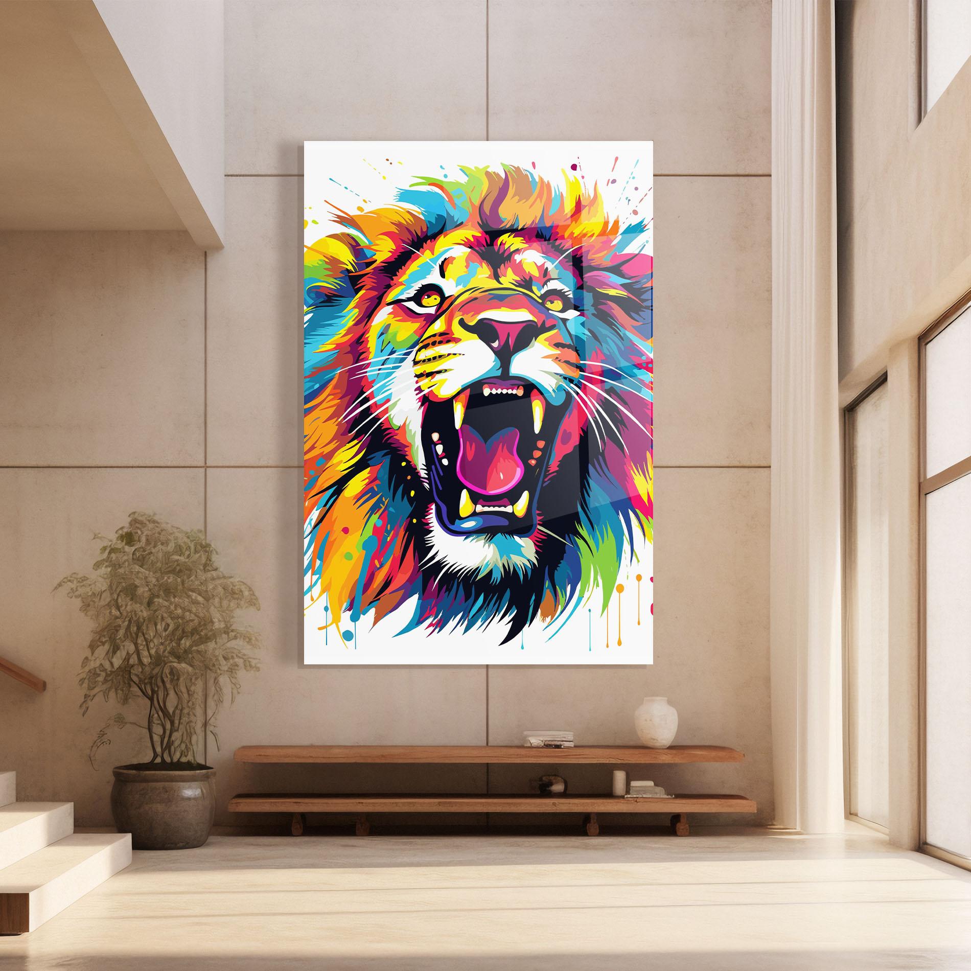 Obraz na Szkle Angry Lion Mix mockup 8