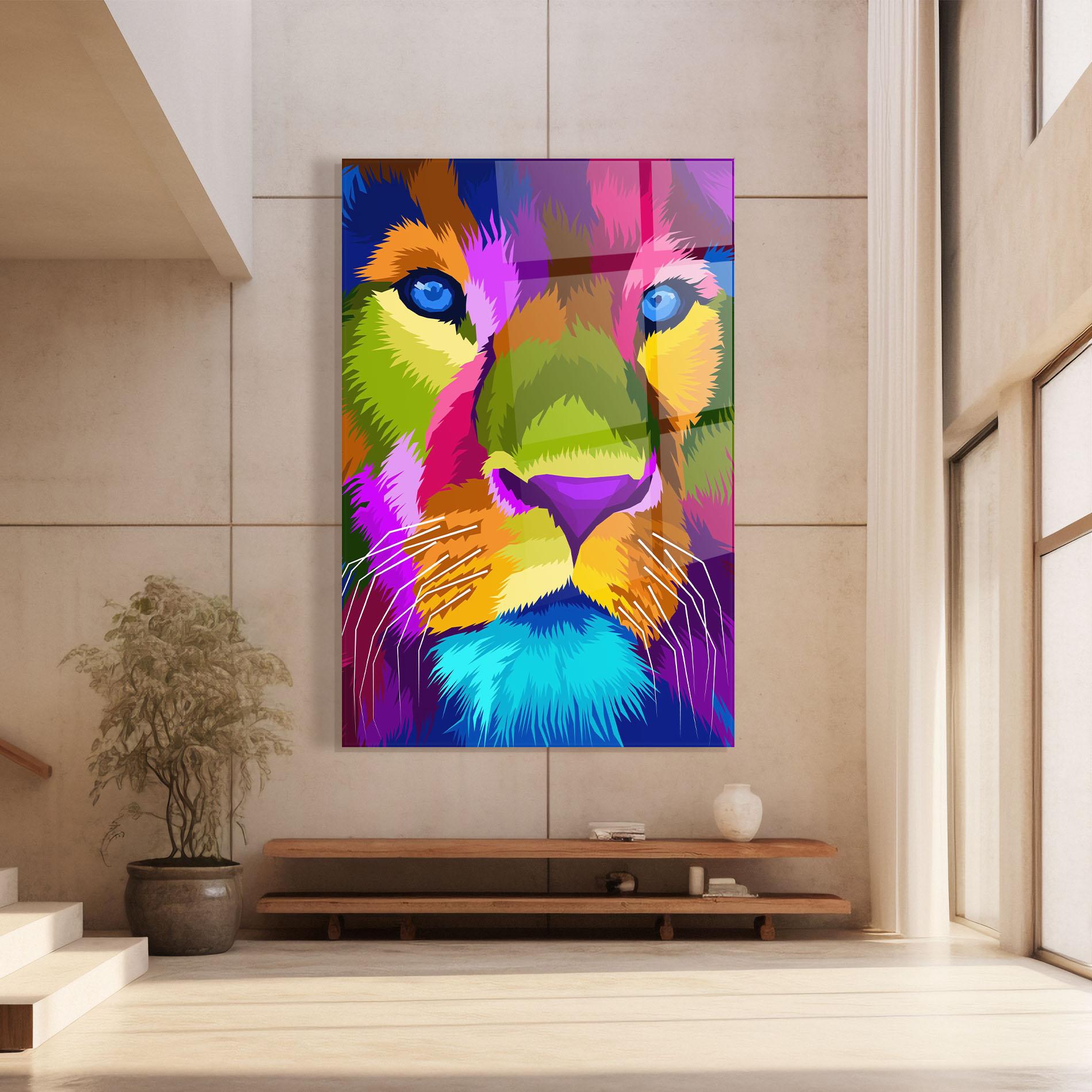 Obraz na Szkle Color Lion Close Up mockup 8