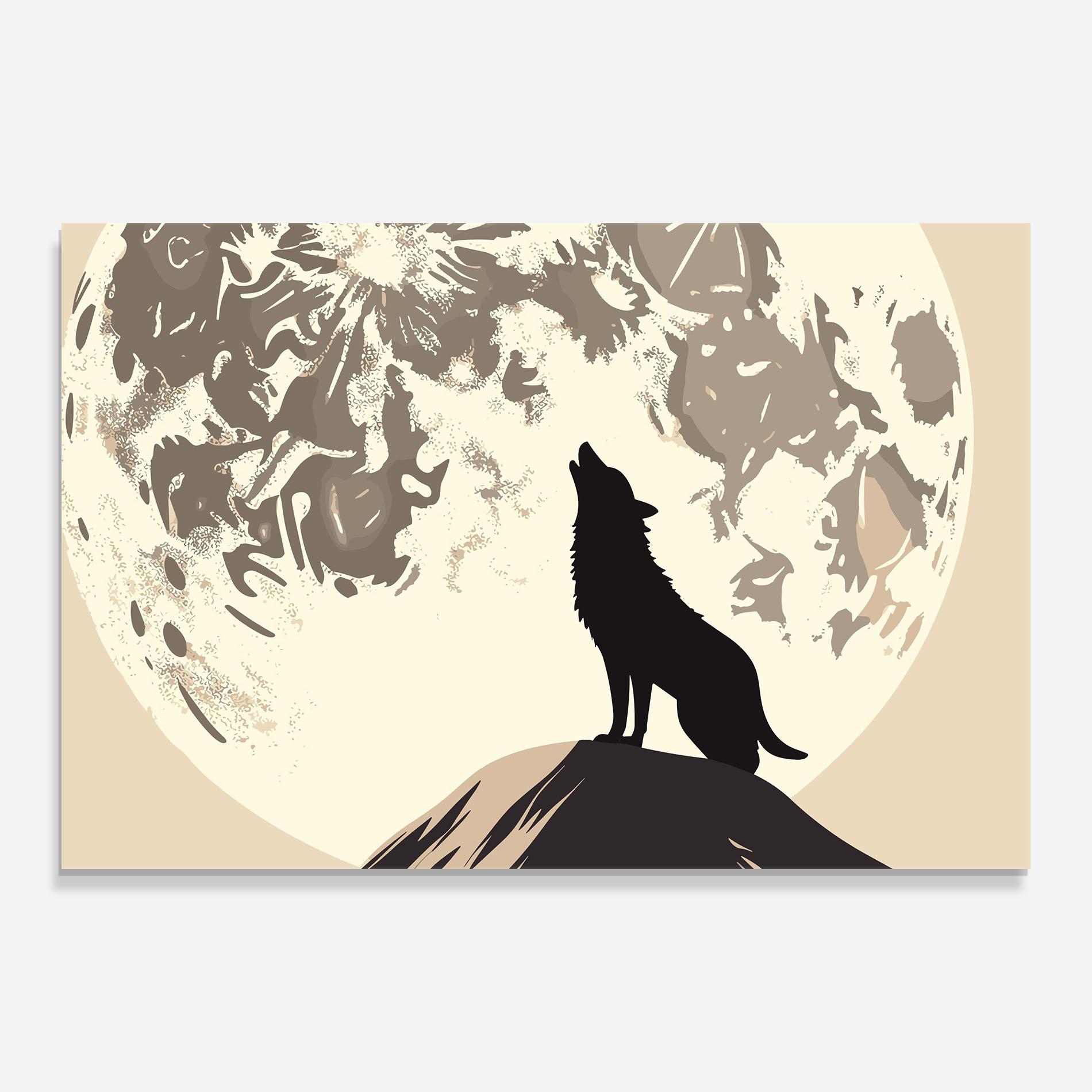 Obraz na Szkle Cream Moon Wolf mockup 0