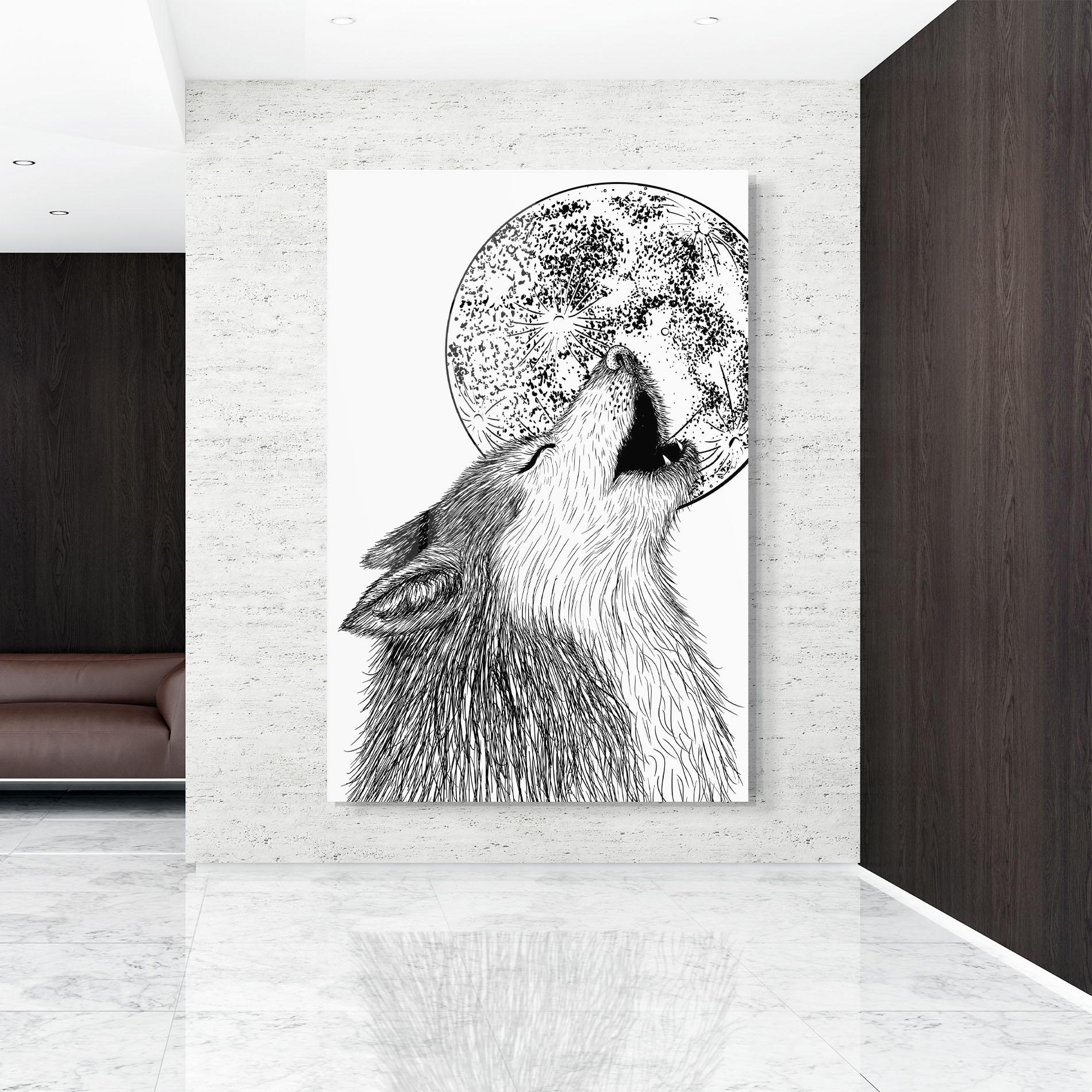 Obraz na Szkle Pretty Moon Wolf mockup 9