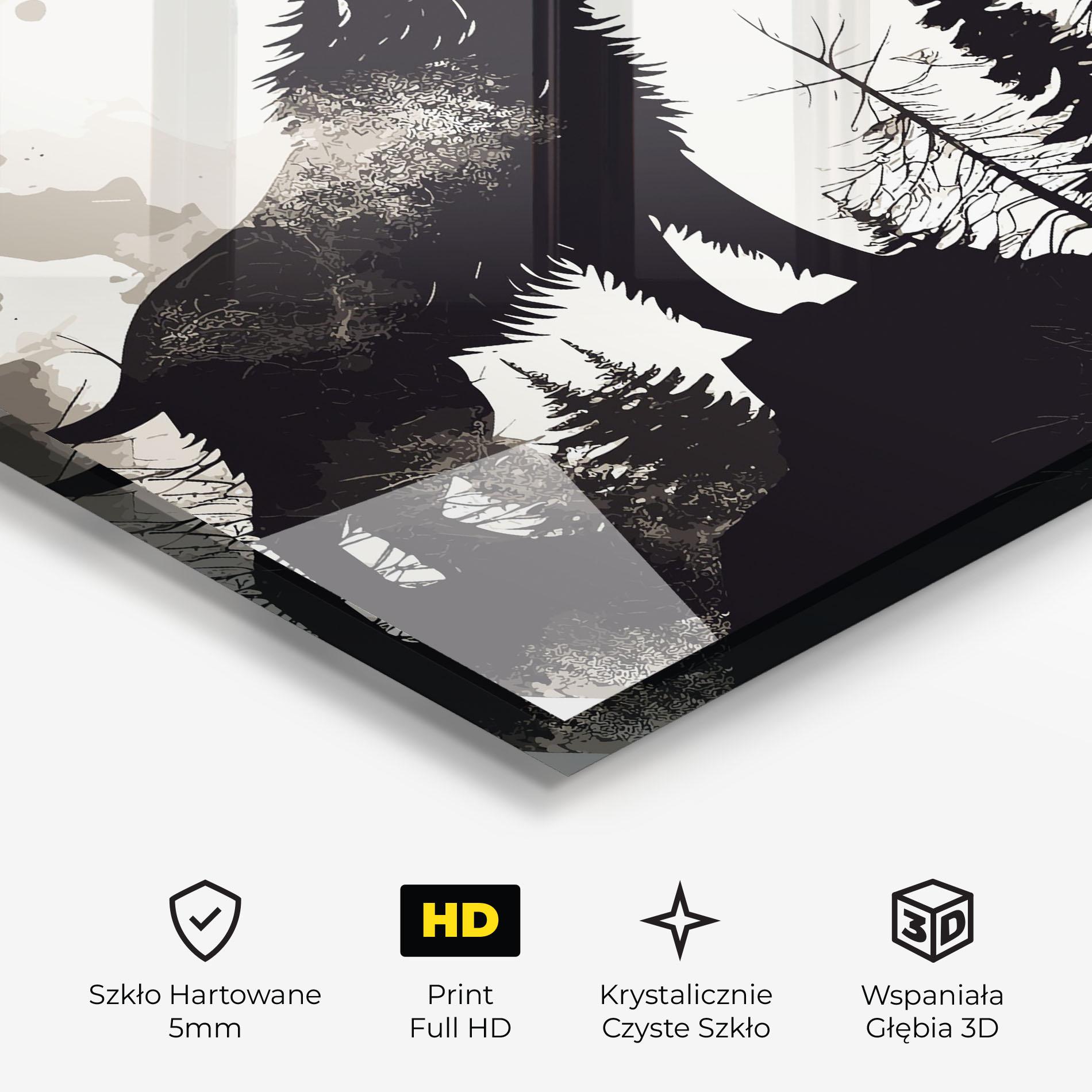 Obraz na Szkle Black On Cream Wolf mockup 3