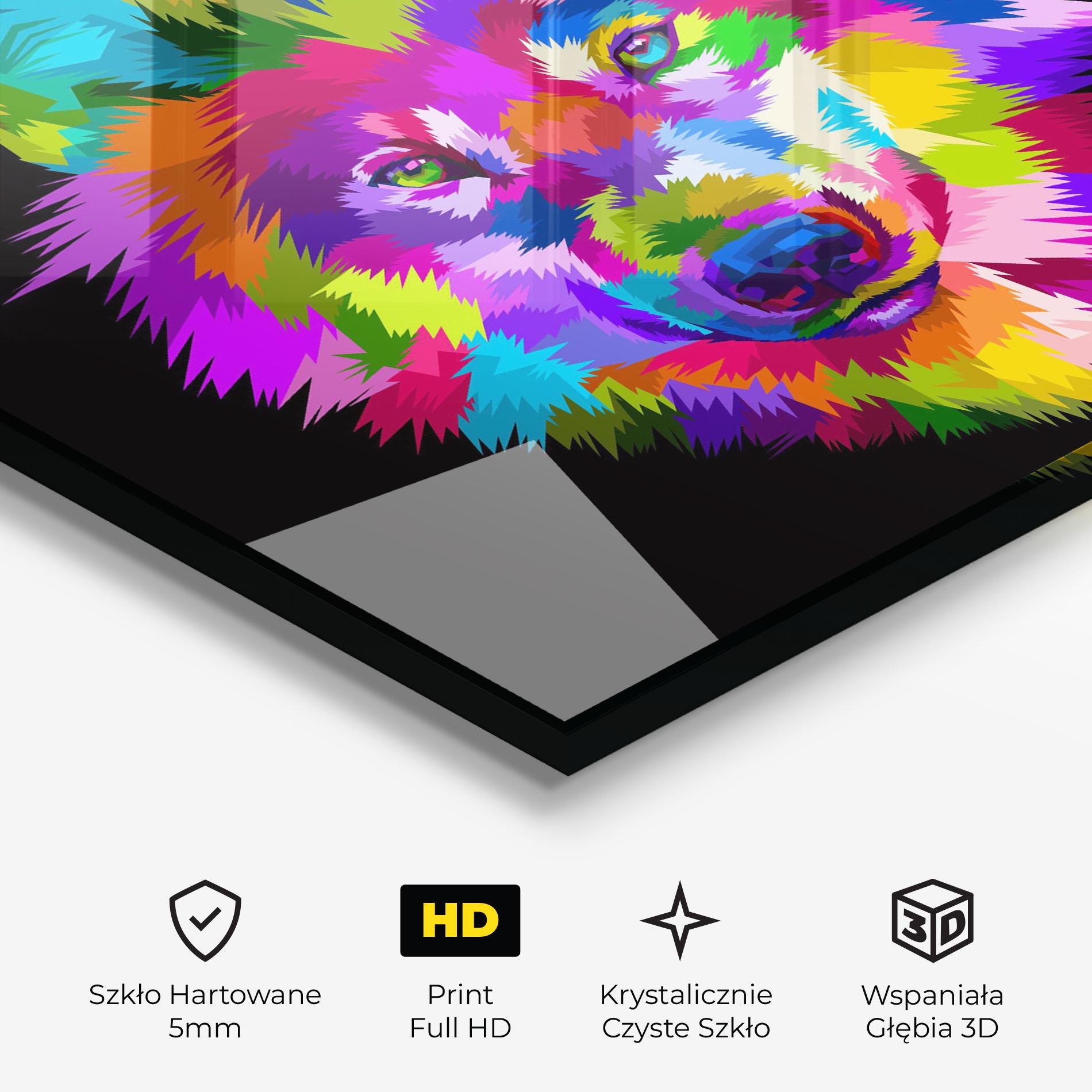 Obraz na Szkle Color Mix Wolf mockup 3