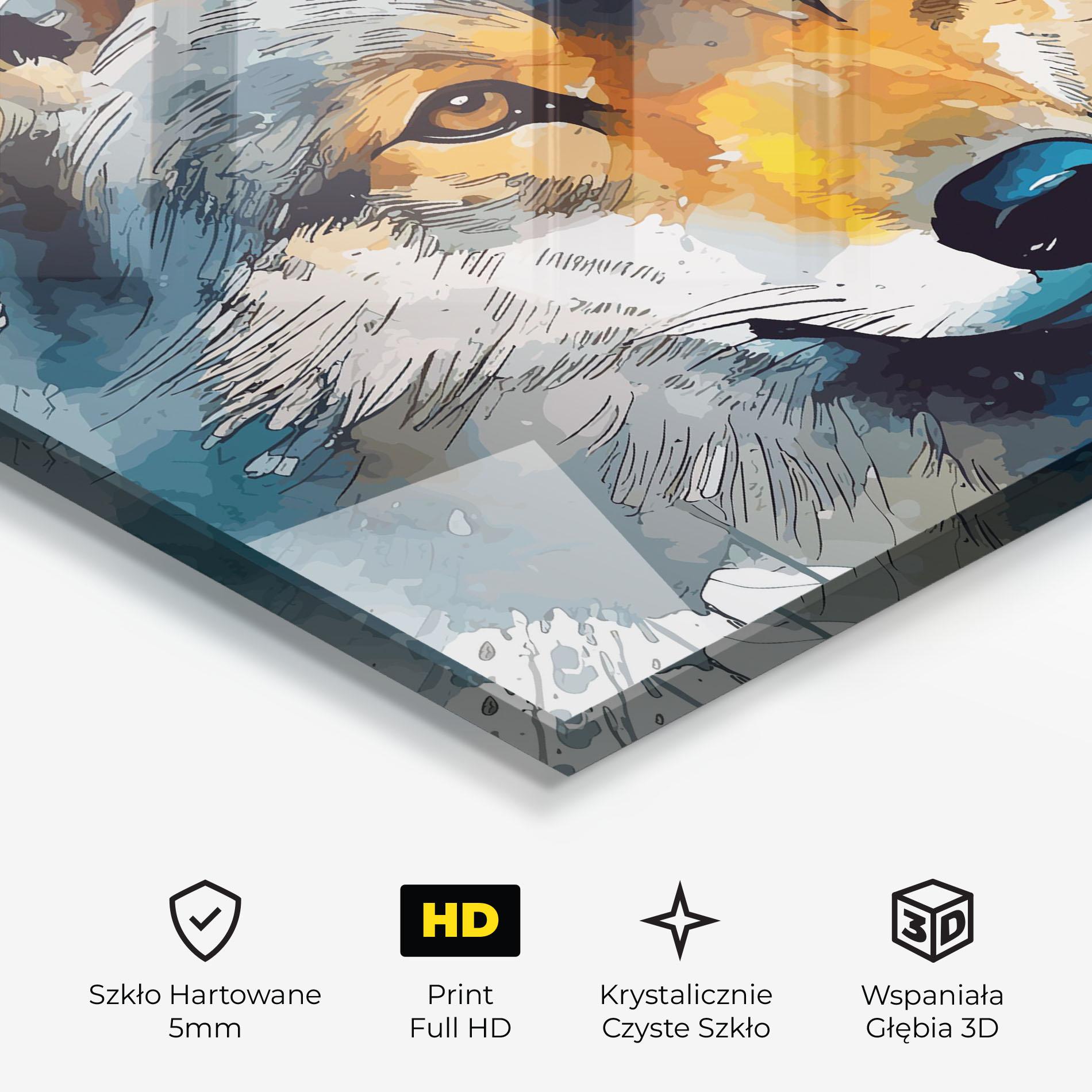Obraz na Szkle Orange Watercolor Wolf mockup 3