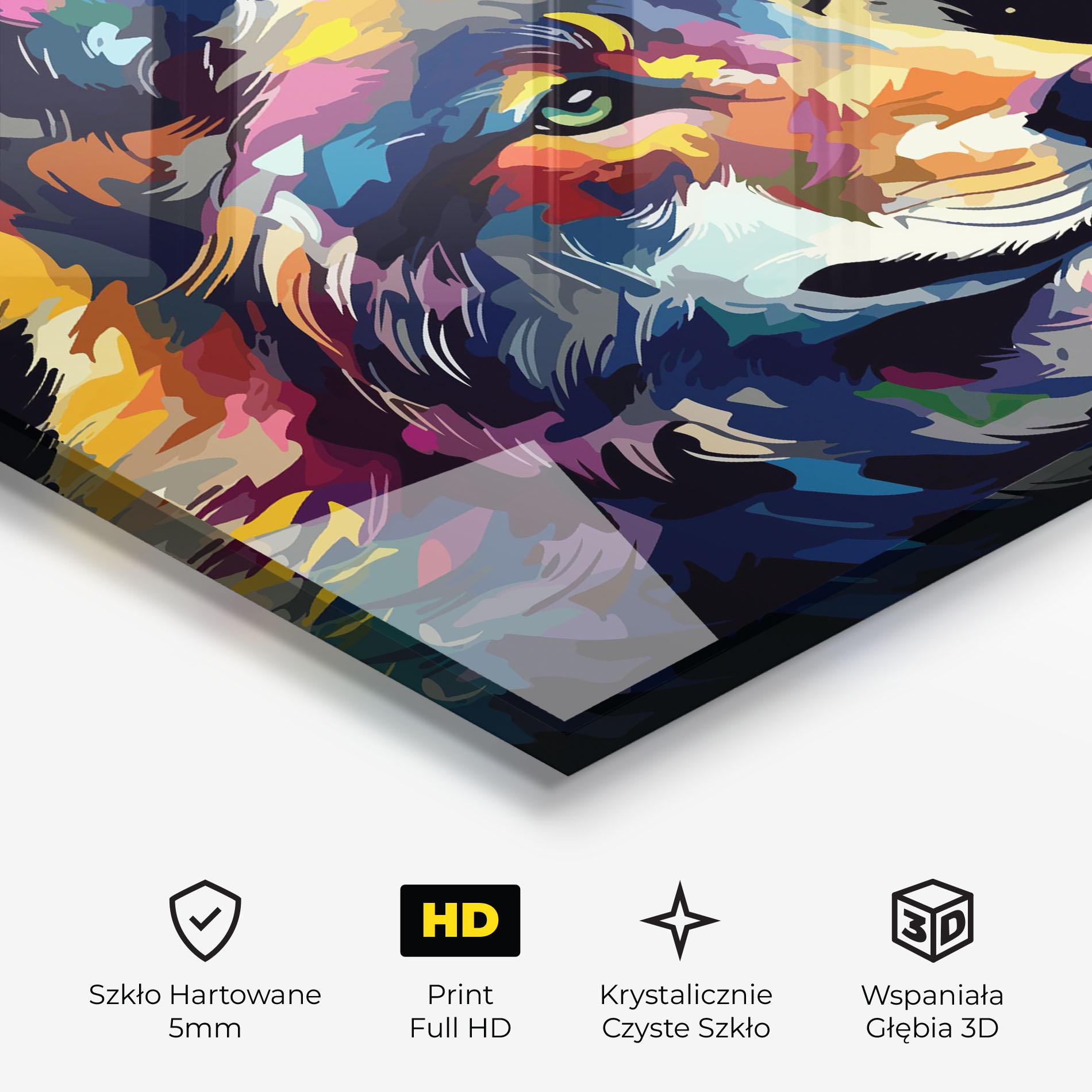Obraz na Szkle Painted Wolf mockup 3