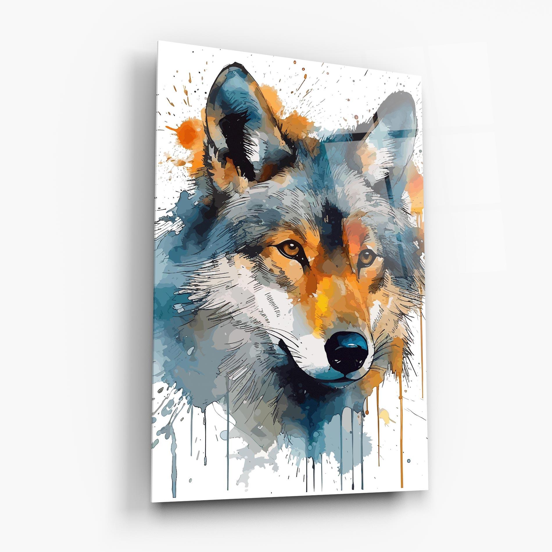 Obraz na Szkle Orange Watercolor Wolf mockup 6