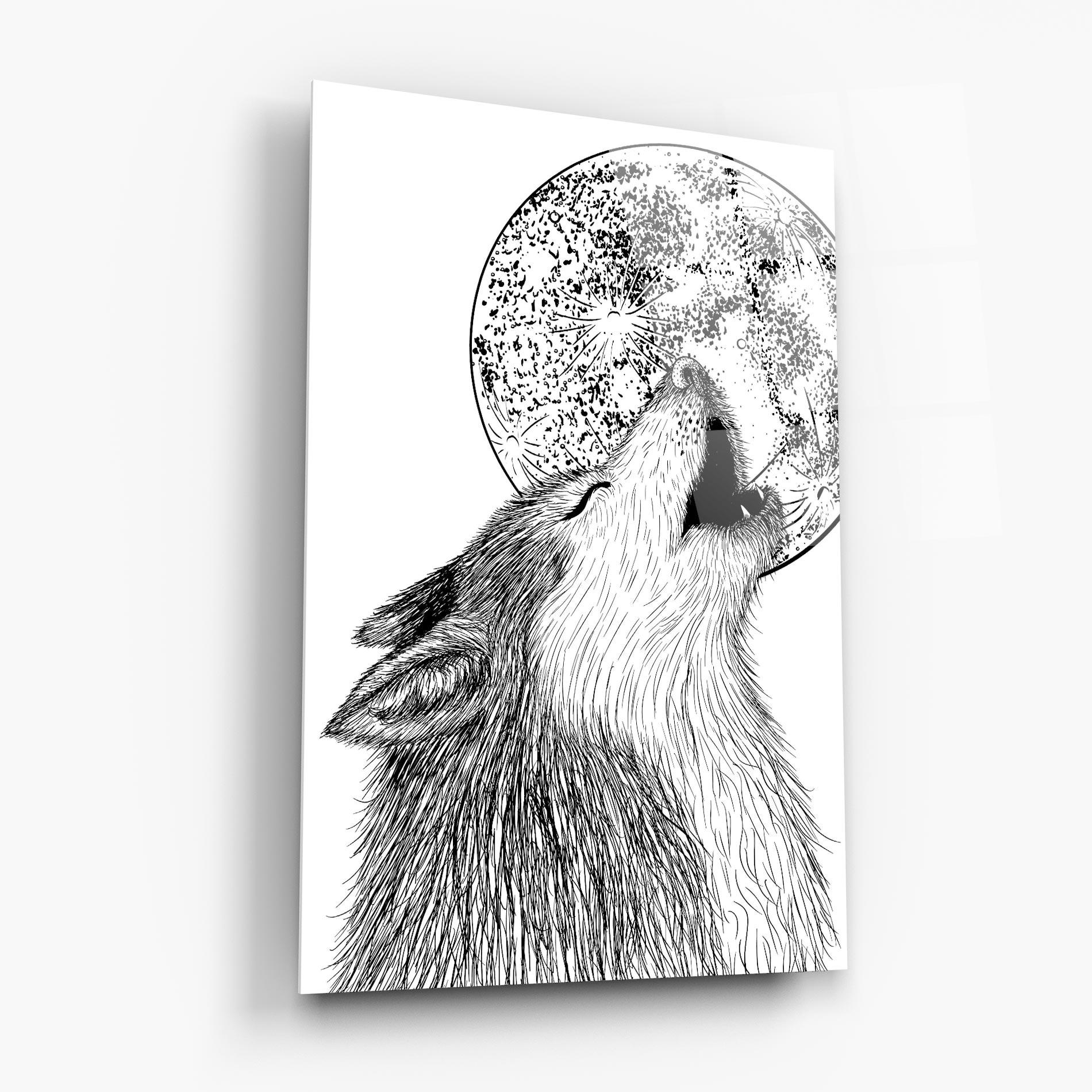 Obraz na Szkle Pretty Moon Wolf mockup 6