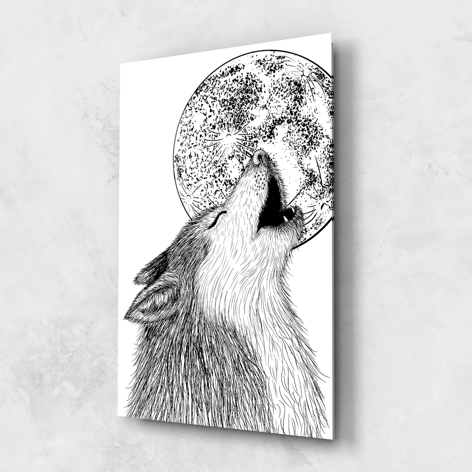 Obraz na Szkle Pretty Moon Wolf mockup 1