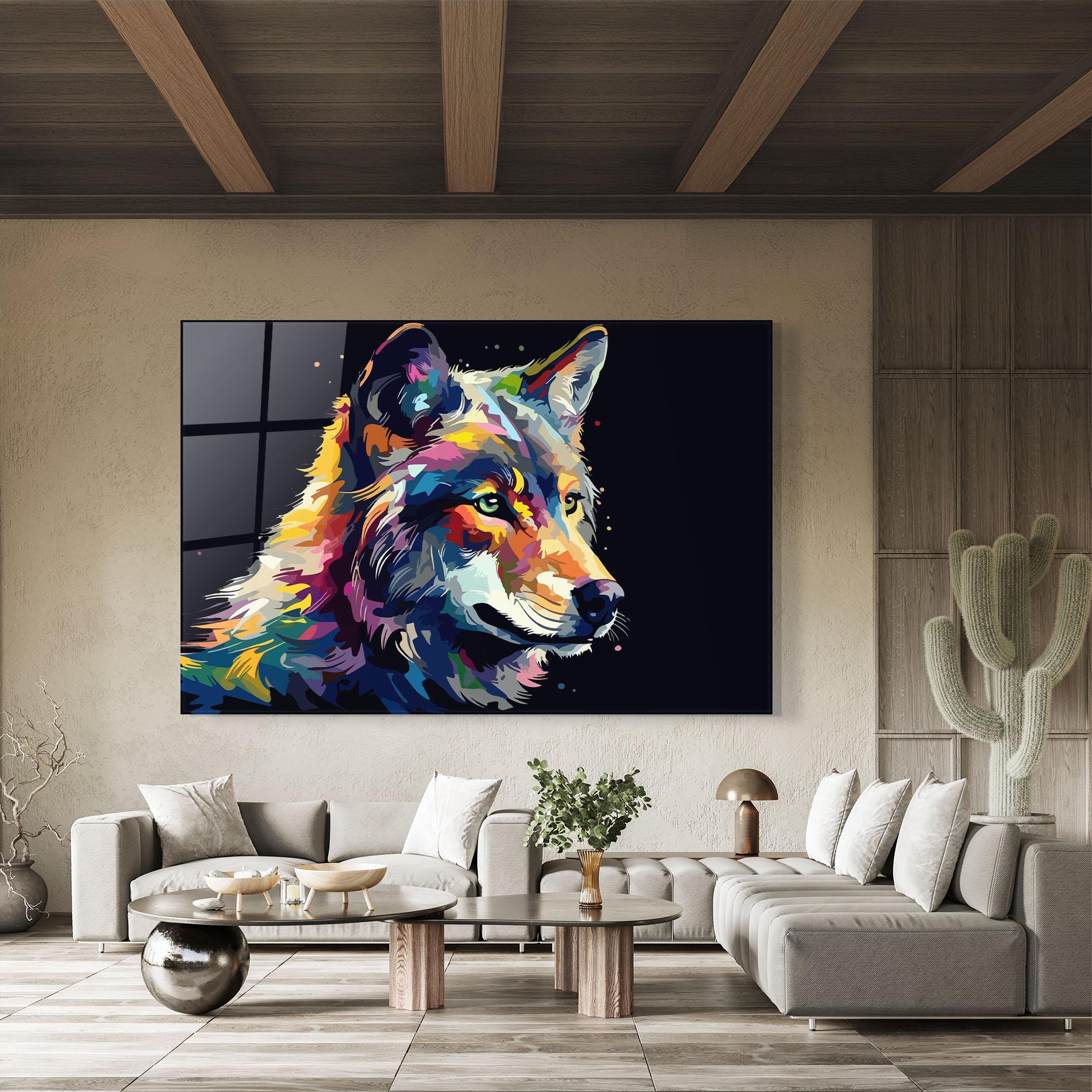 Obraz na Szkle Painted Wolf mockup 8